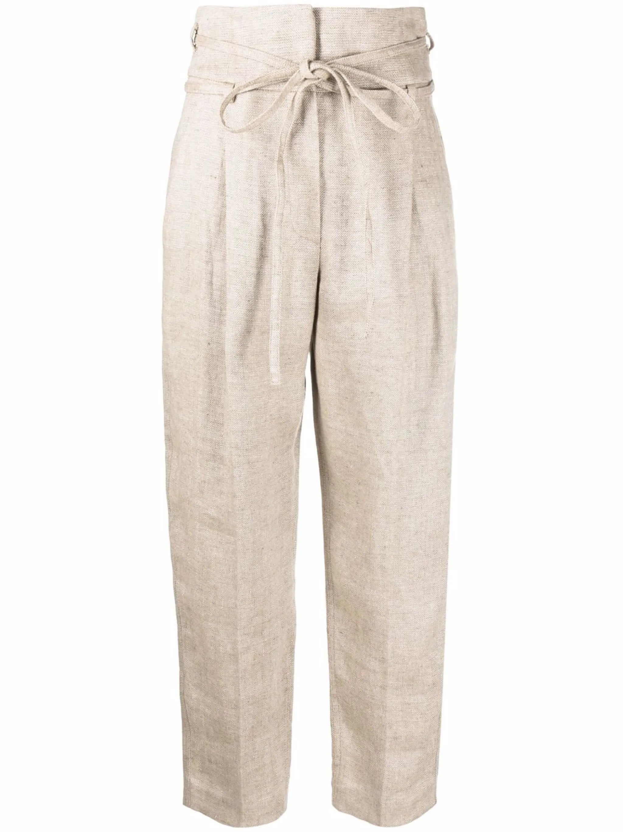 high-waisted linen-blend trousers