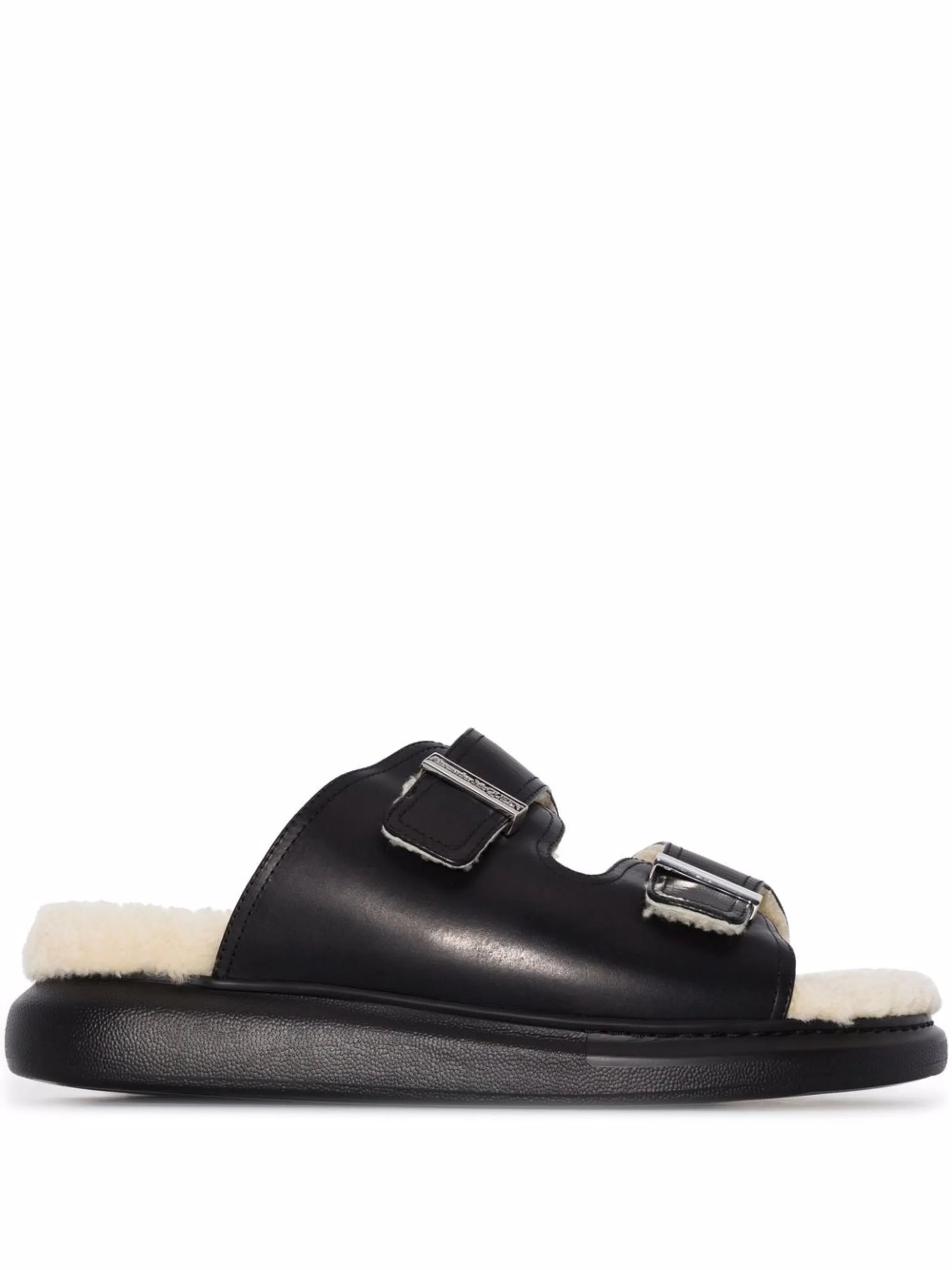 Oversized shearling sandals
