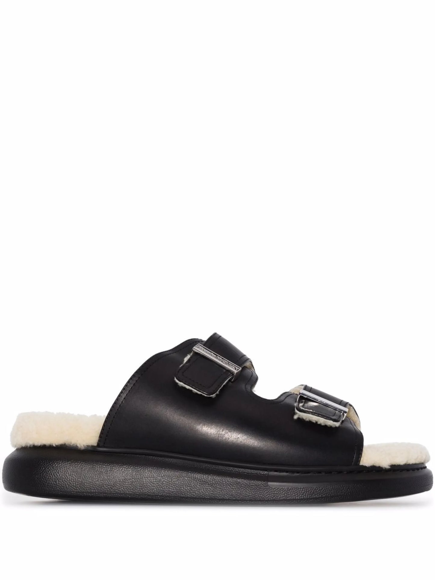Oversized shearling sandals