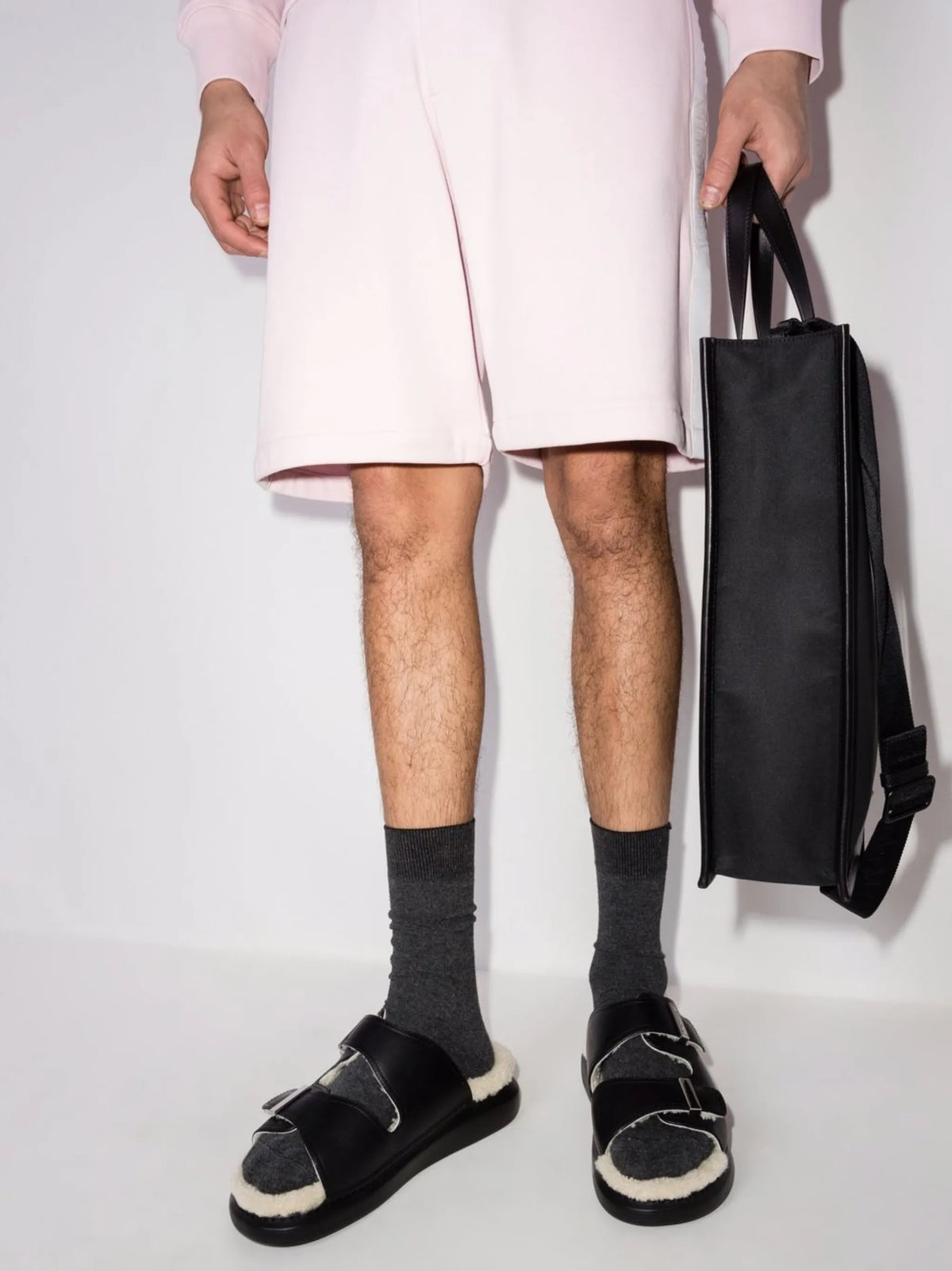 Oversized shearling sandals
