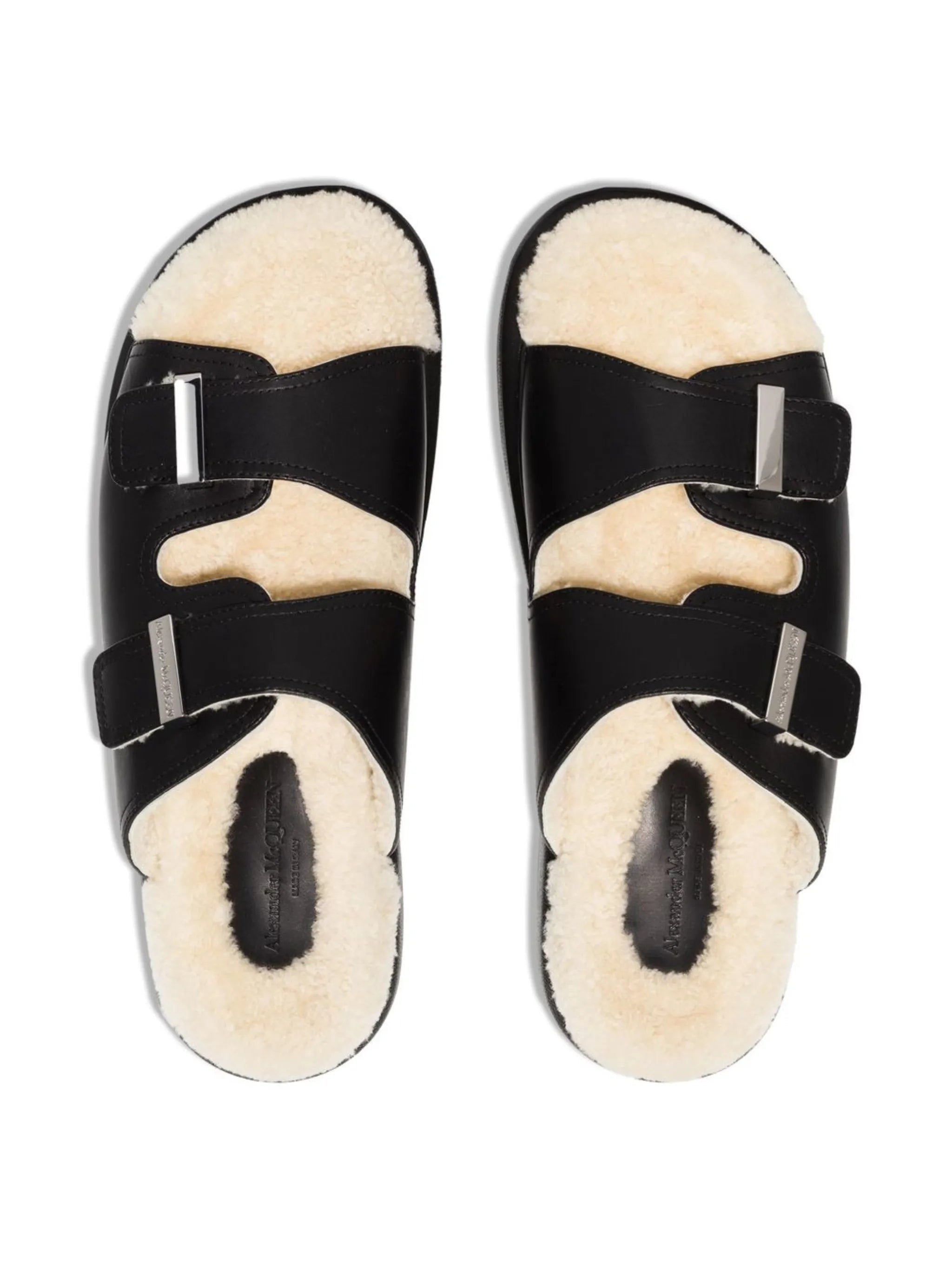 Oversized shearling sandals