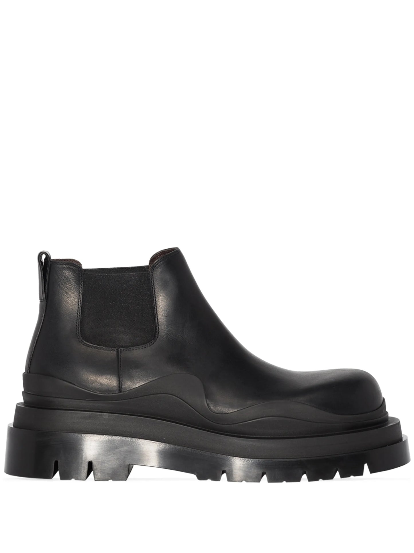 Tire leather ankle boots