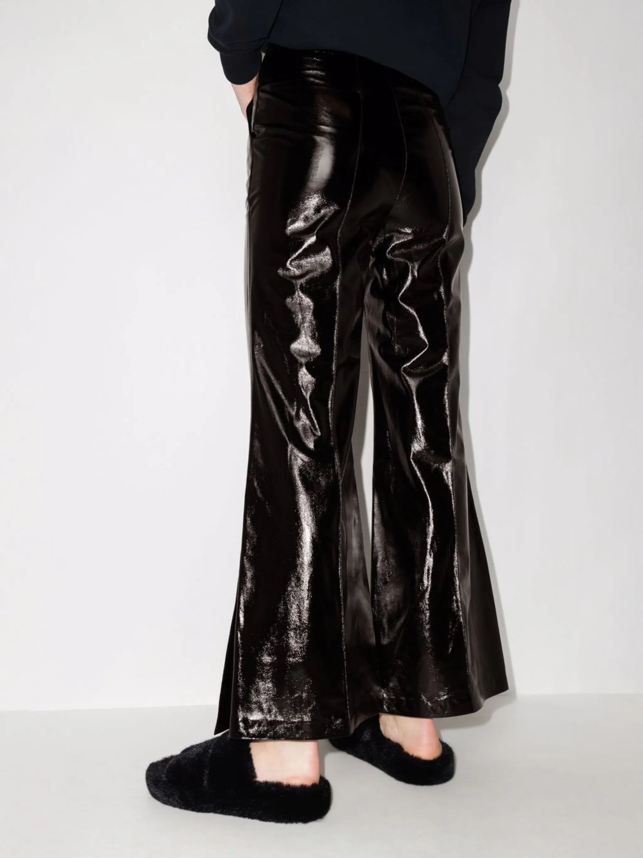 Jayne coated flared trousers