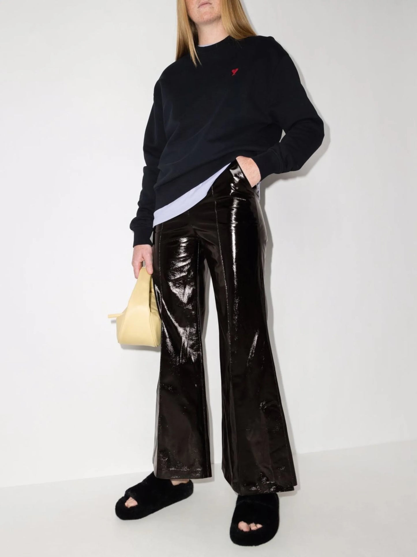 Jayne coated flared trousers