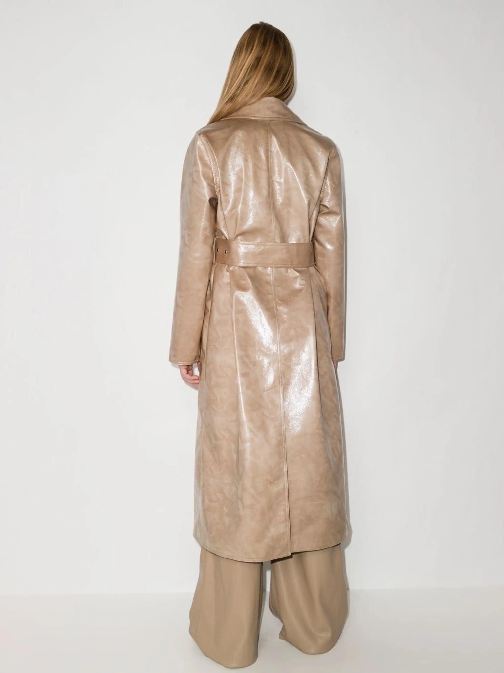 Vada faux-leather single-breasted coat