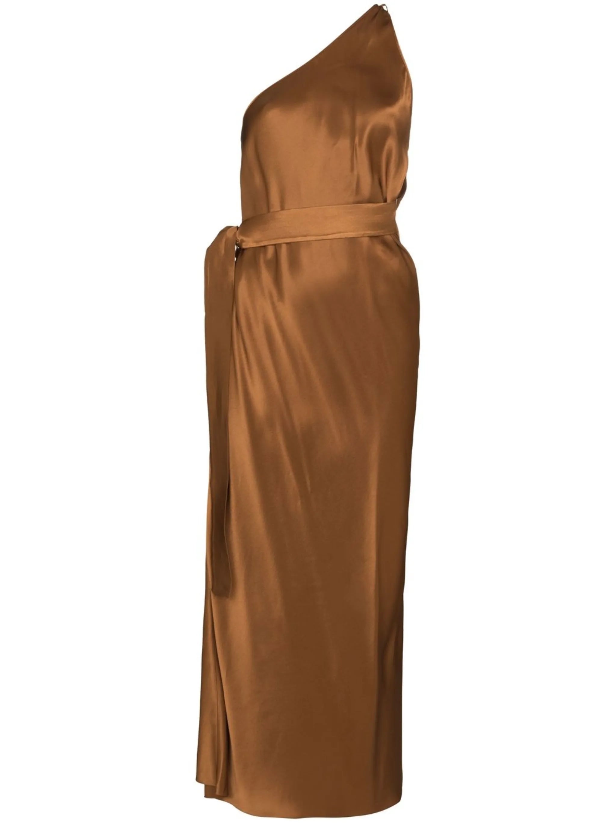 one-shoulder ruched maxi dress