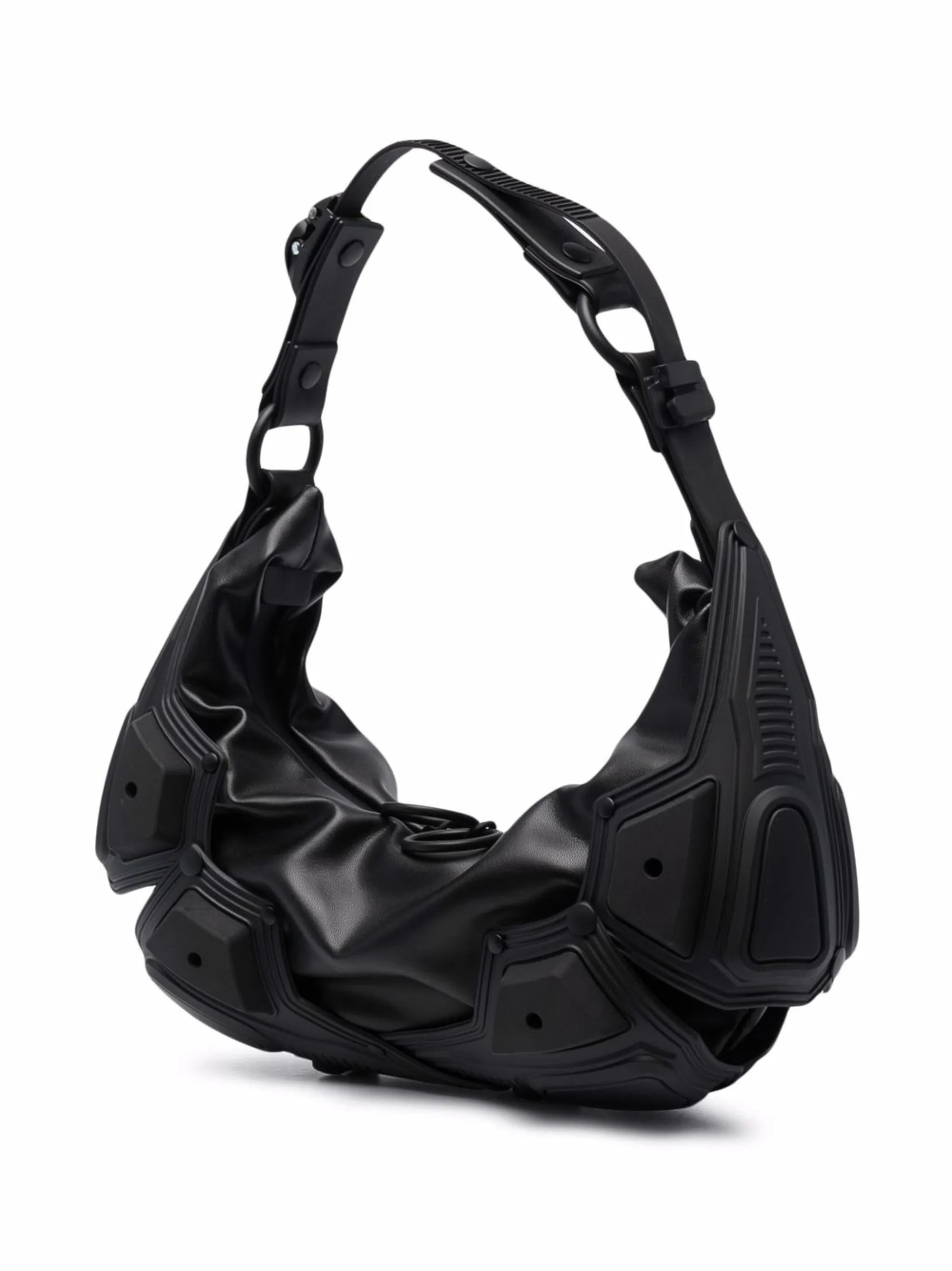 ruched leather shoulder bag