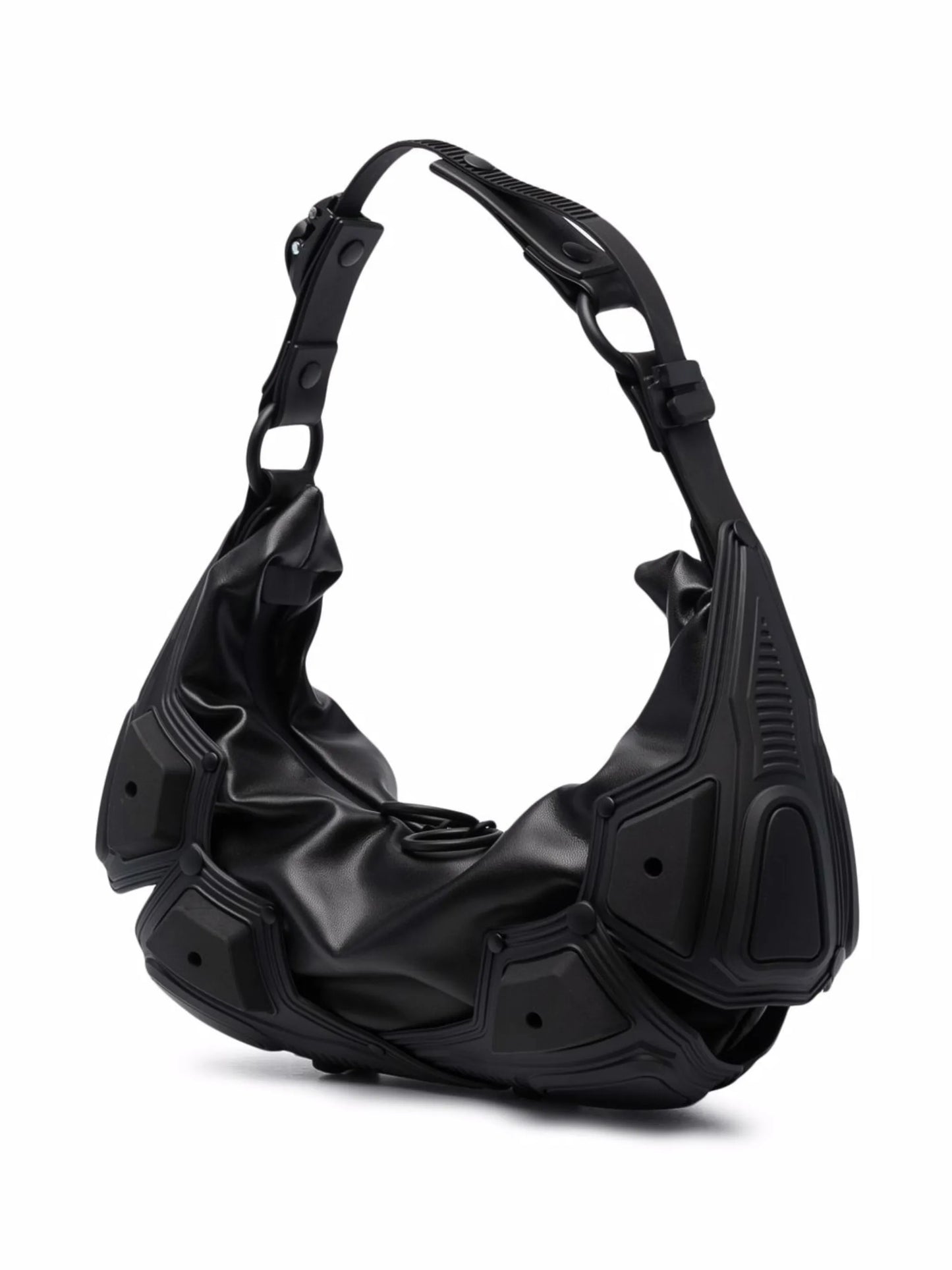 ruched leather shoulder bag