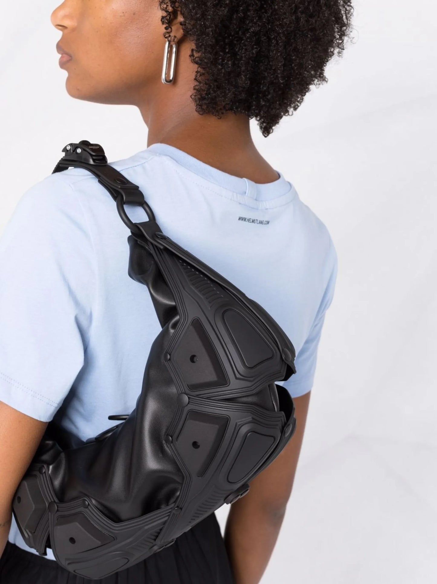 ruched leather shoulder bag