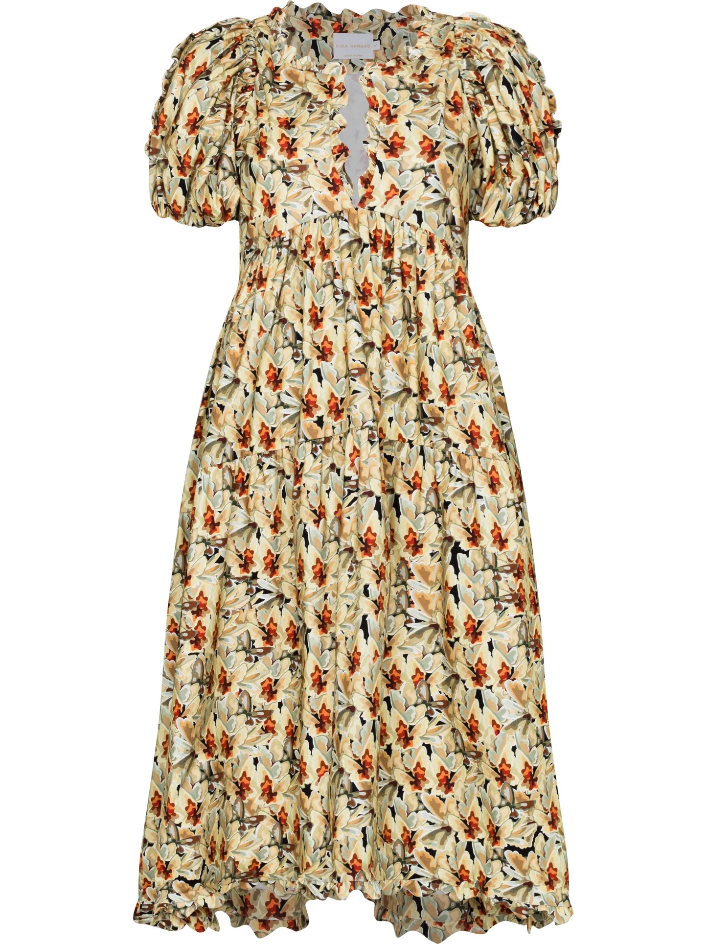 Leana butterfly-print puff-sleeve dress