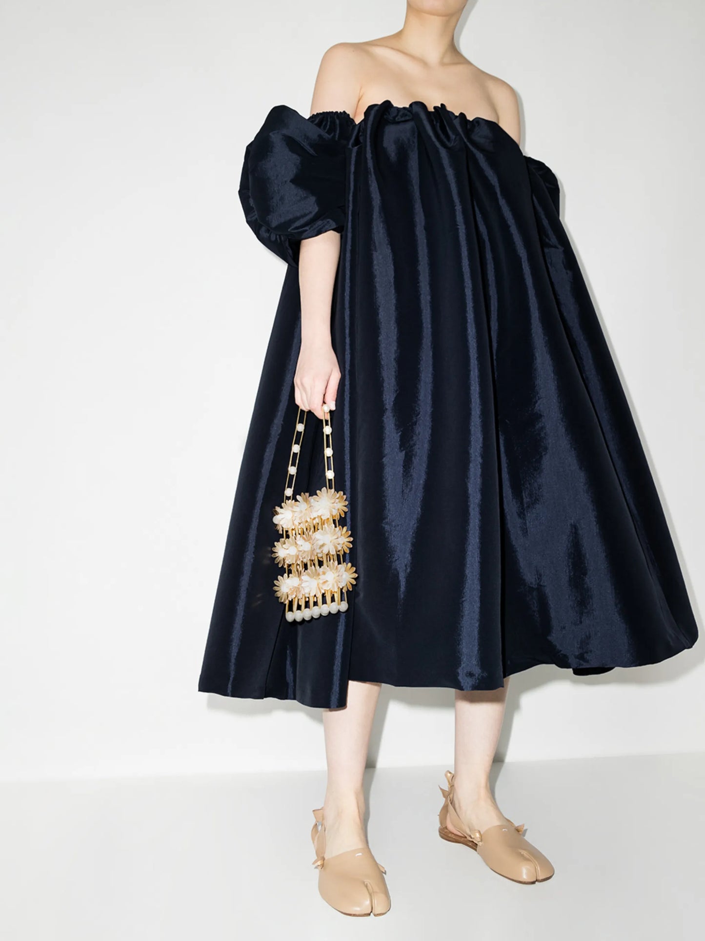 Nia ruffled silk midi dress