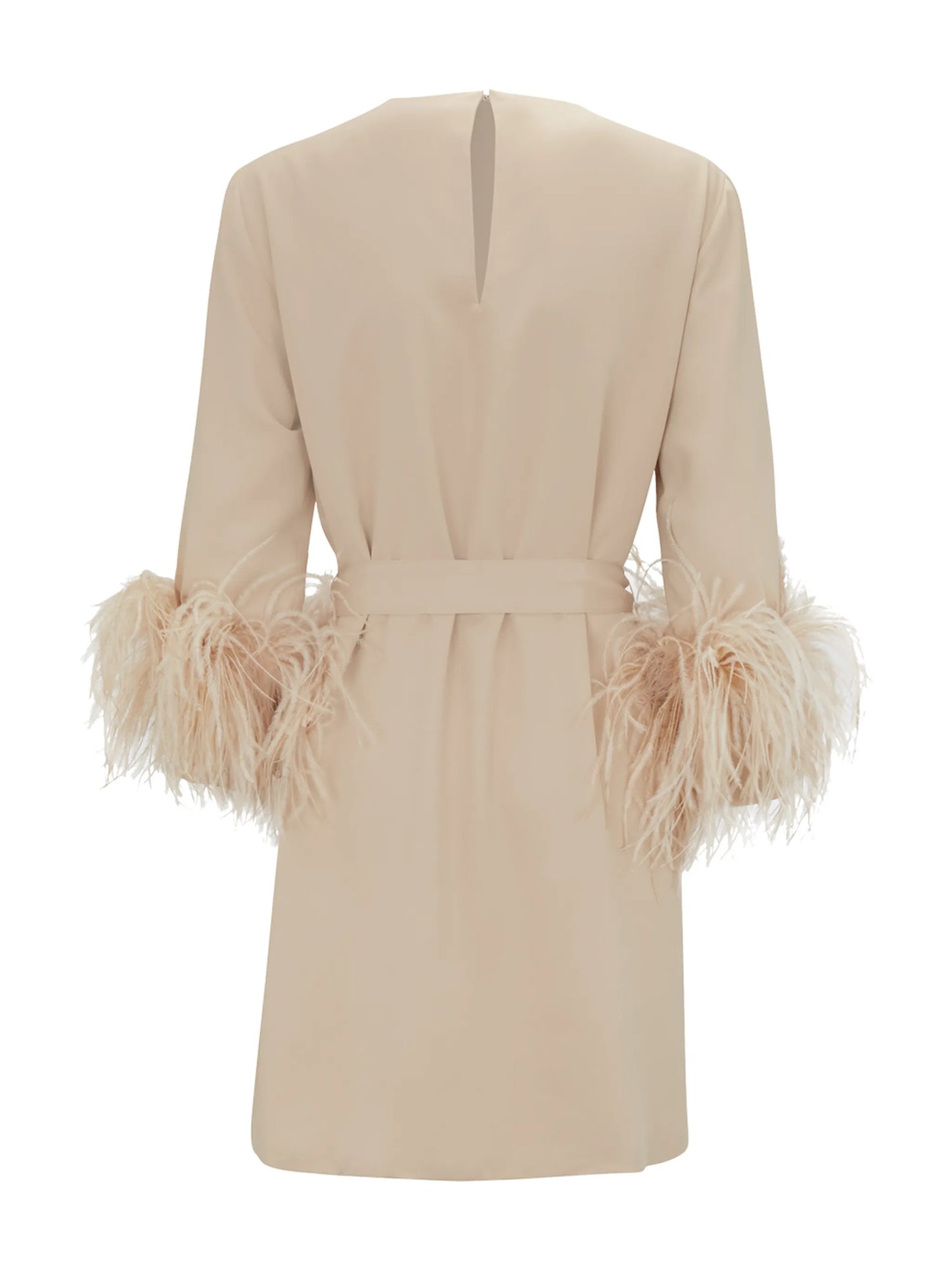 feather-cuff long blouse