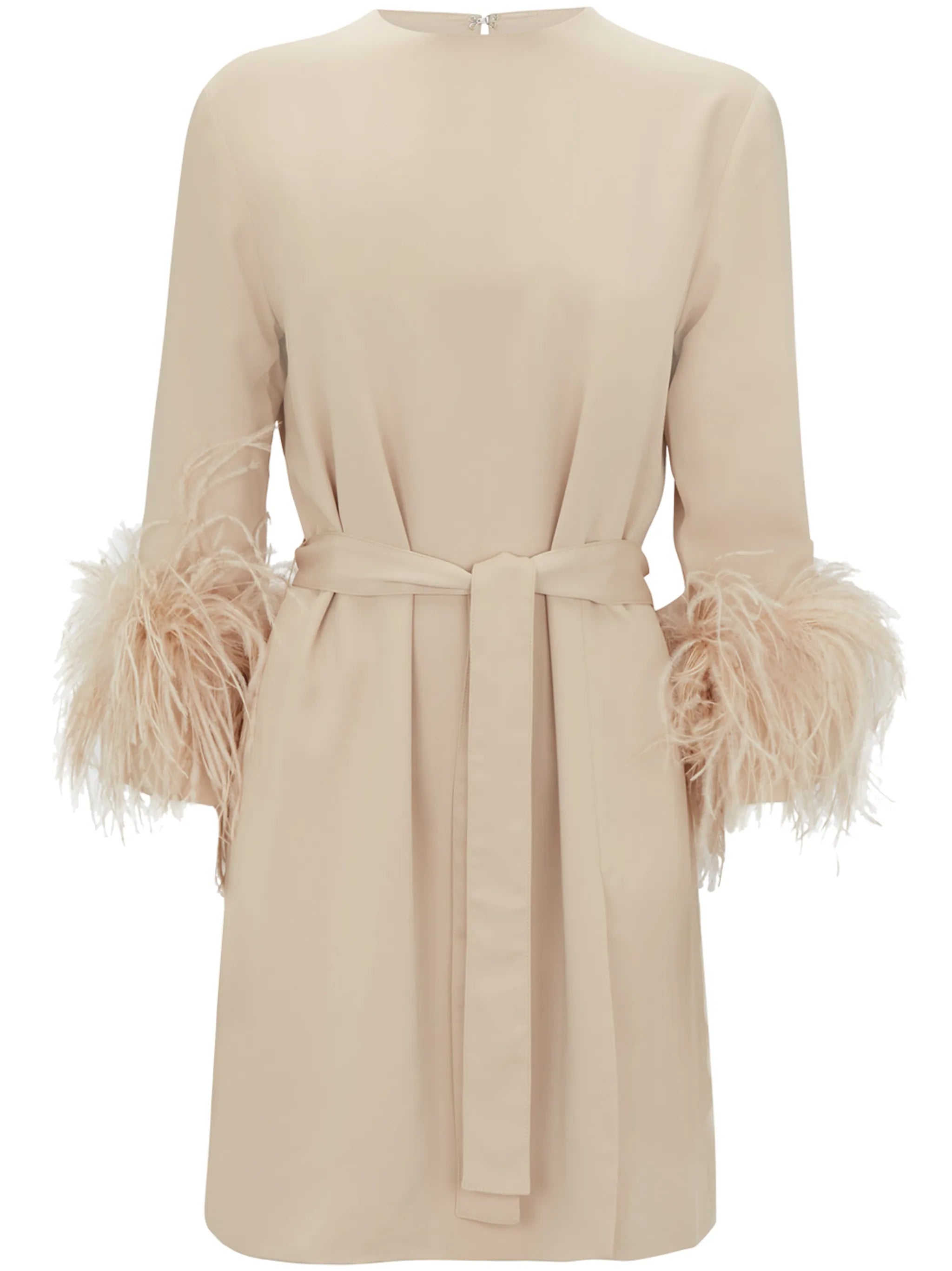 feather-cuff long blouse