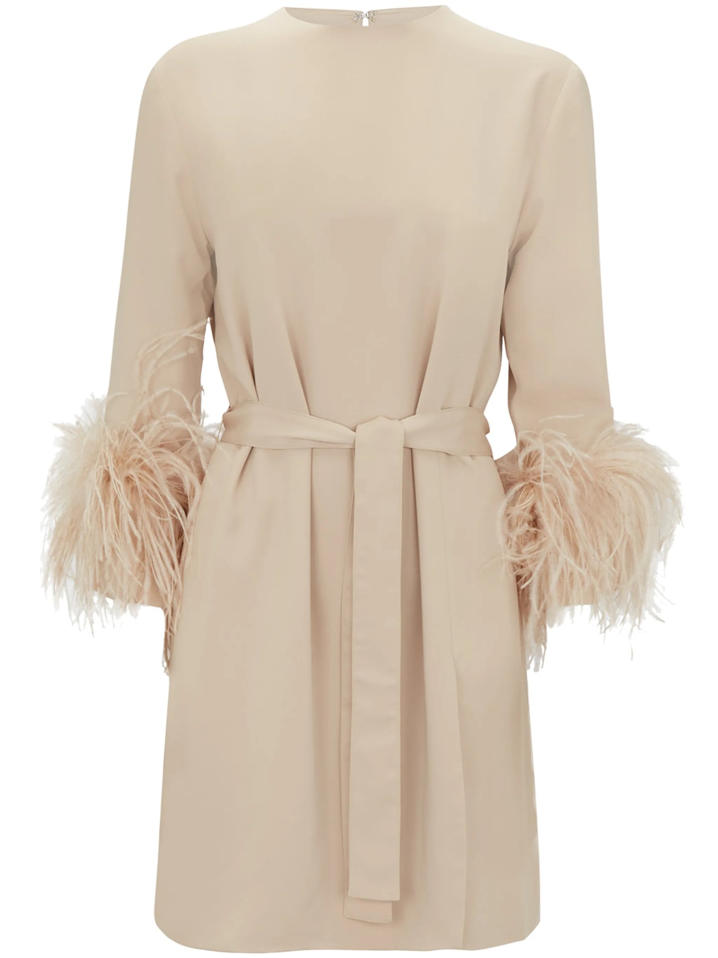 feather-cuff long blouse