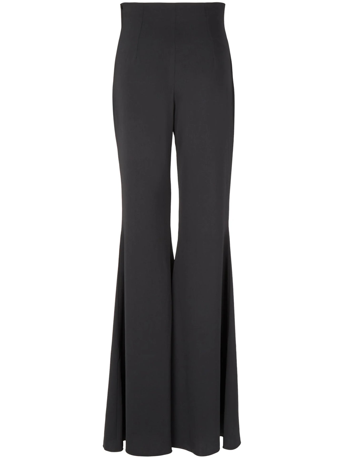 high-waisted flared trousers