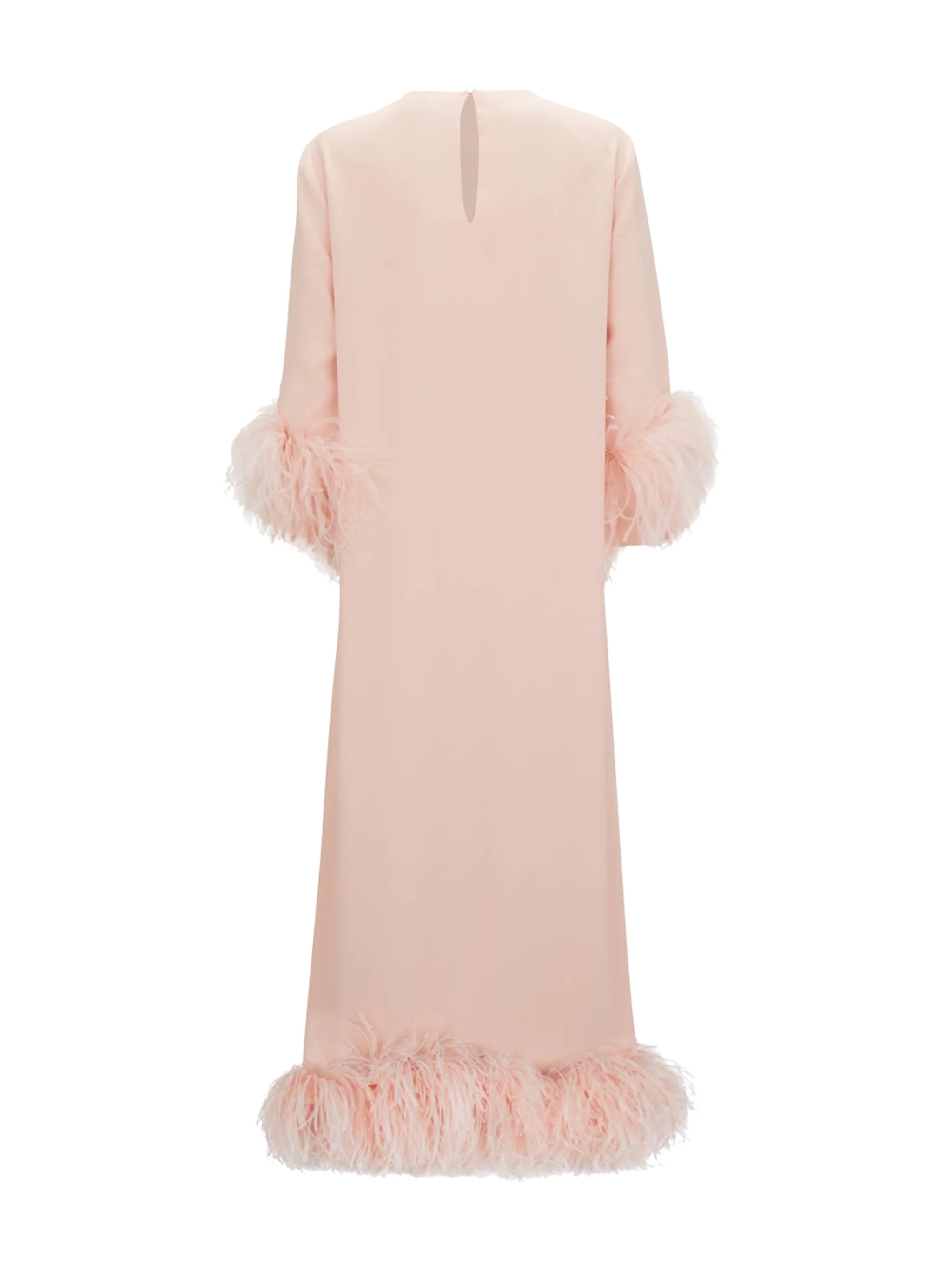feather-trim midi dress