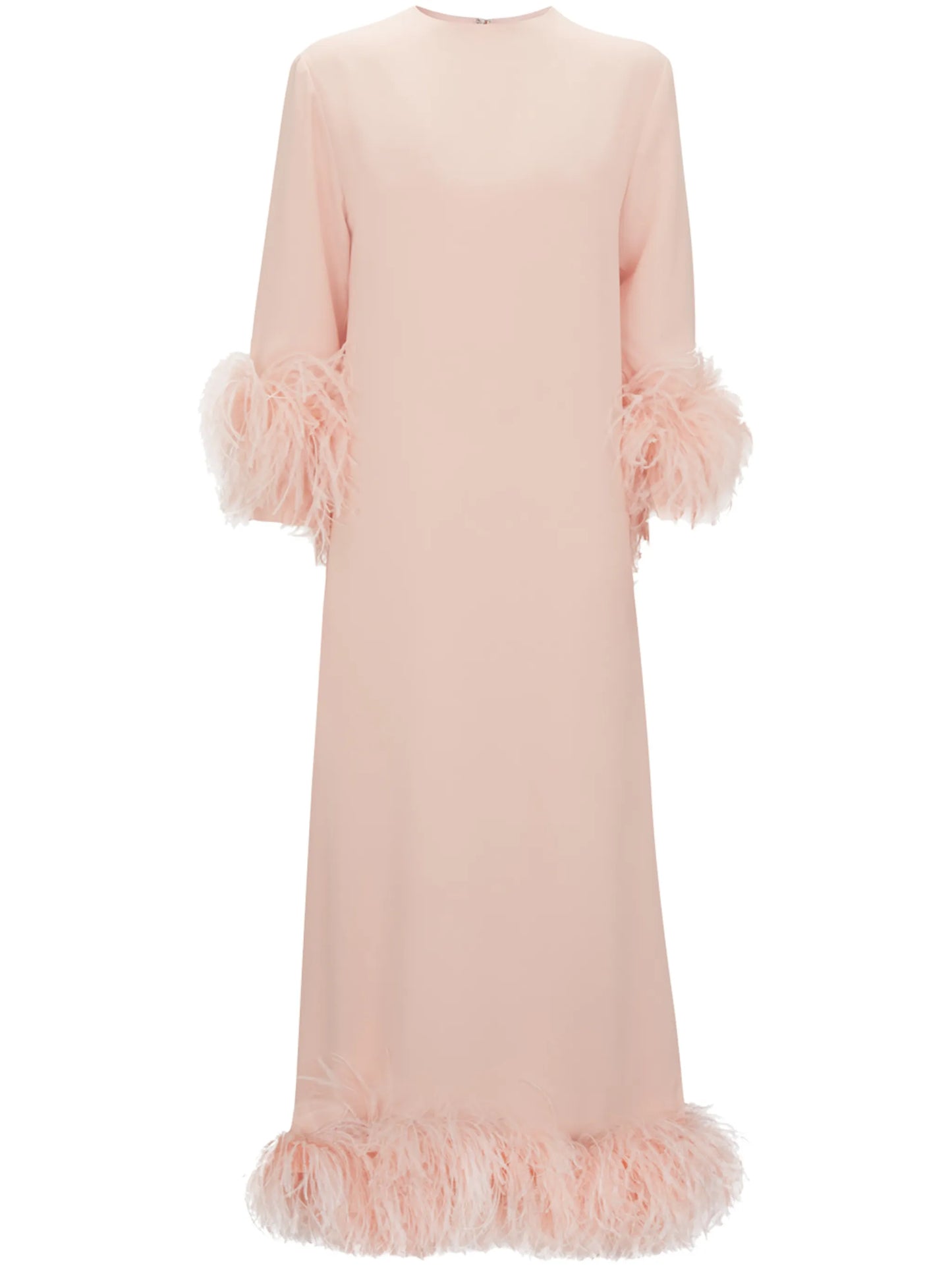 feather-trim midi dress
