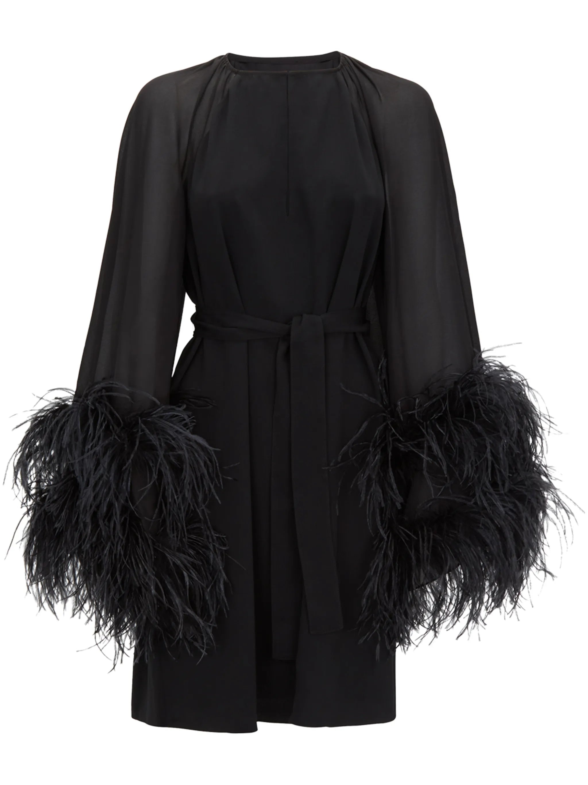 Daphnie feather-embellished mini dress