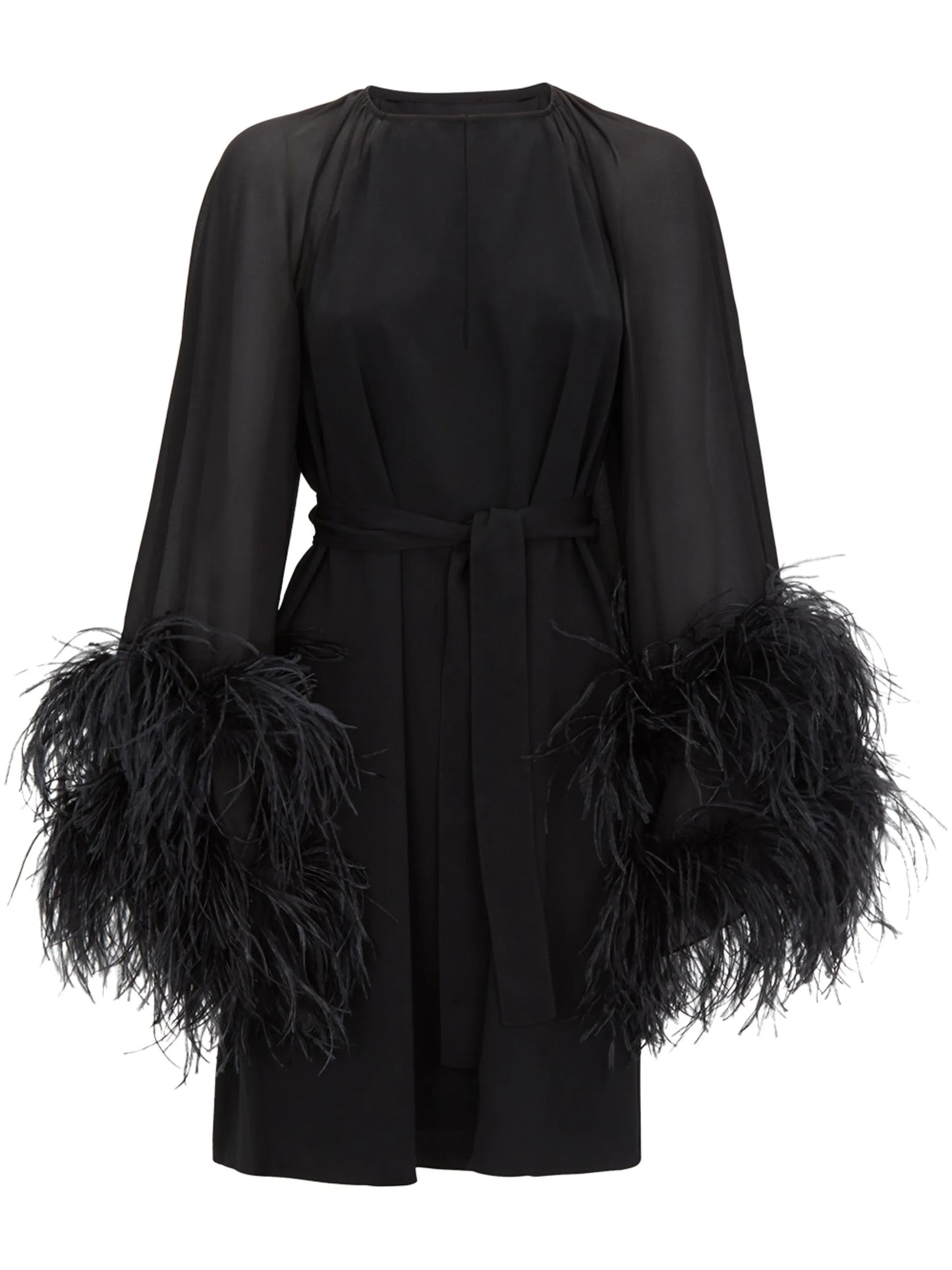 Daphnie feather-embellished mini dress