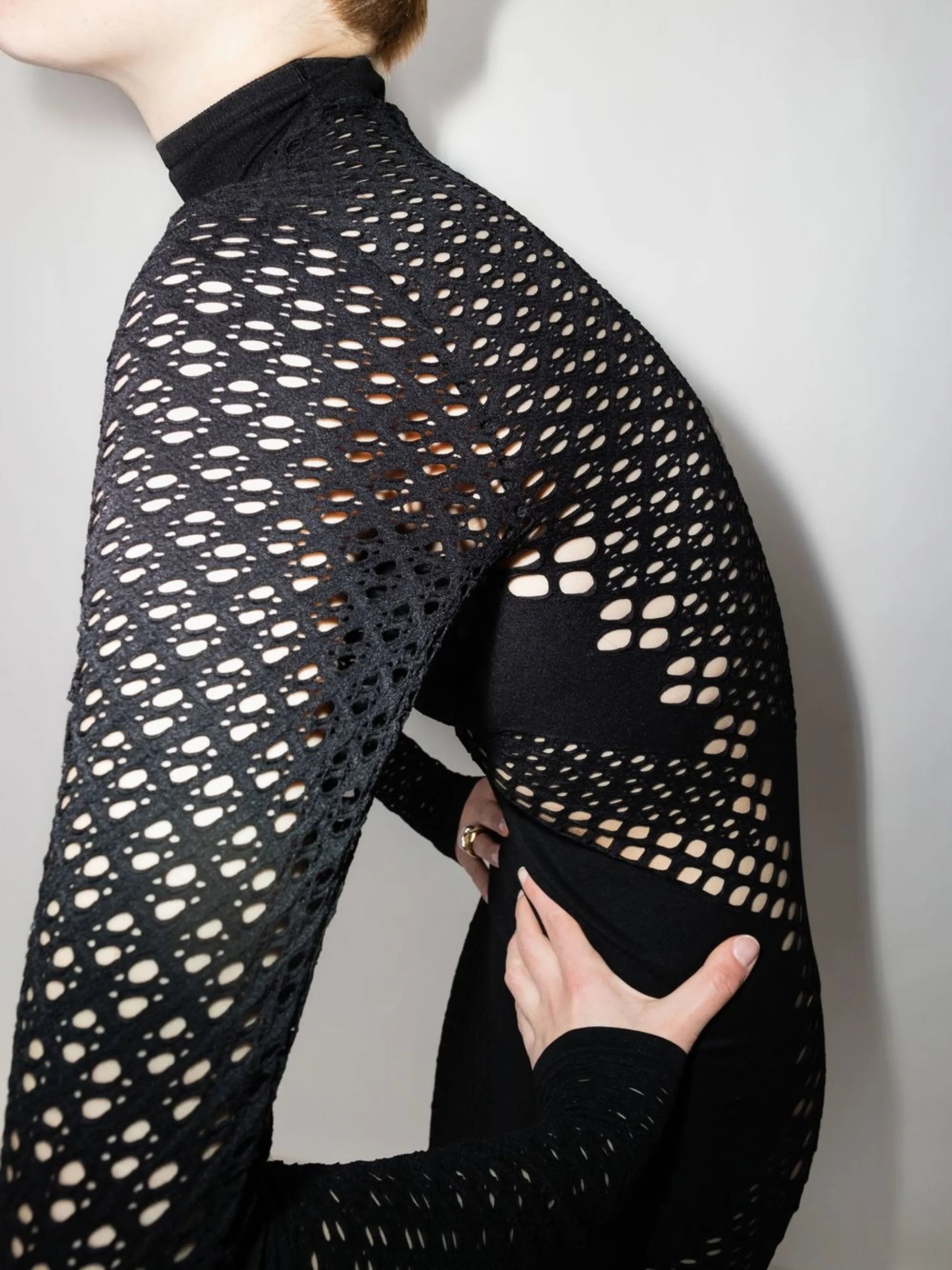 pointelle-knit fitted dress