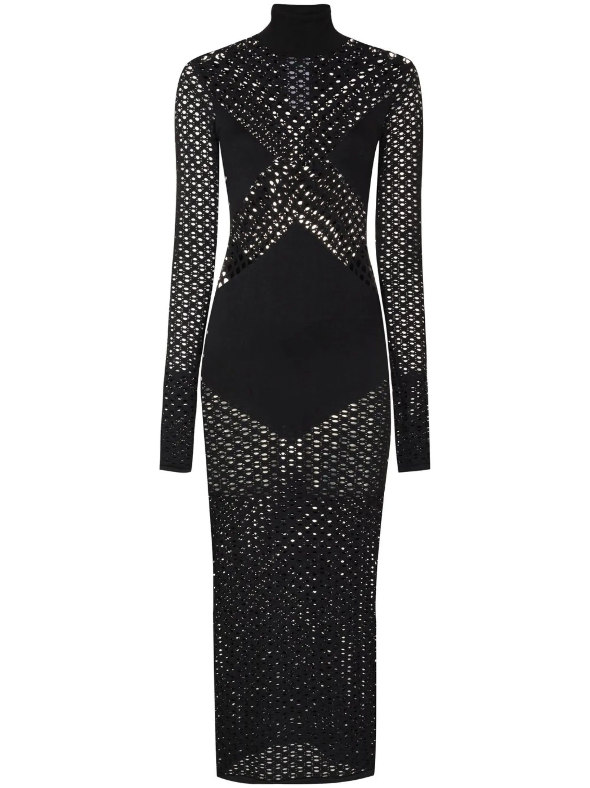 pointelle-knit fitted dress