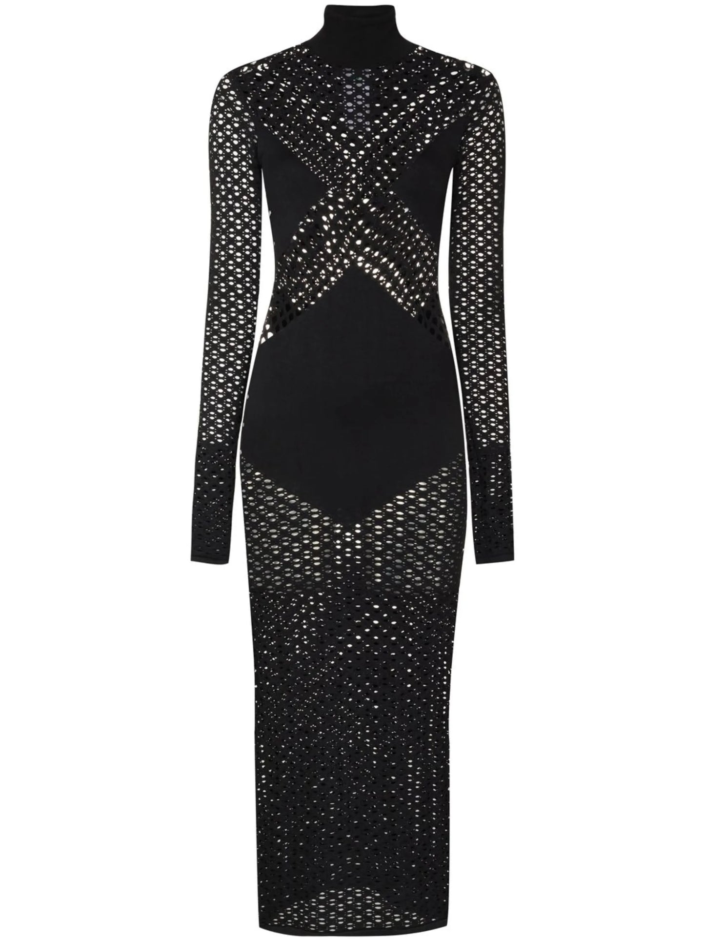 pointelle-knit fitted dress