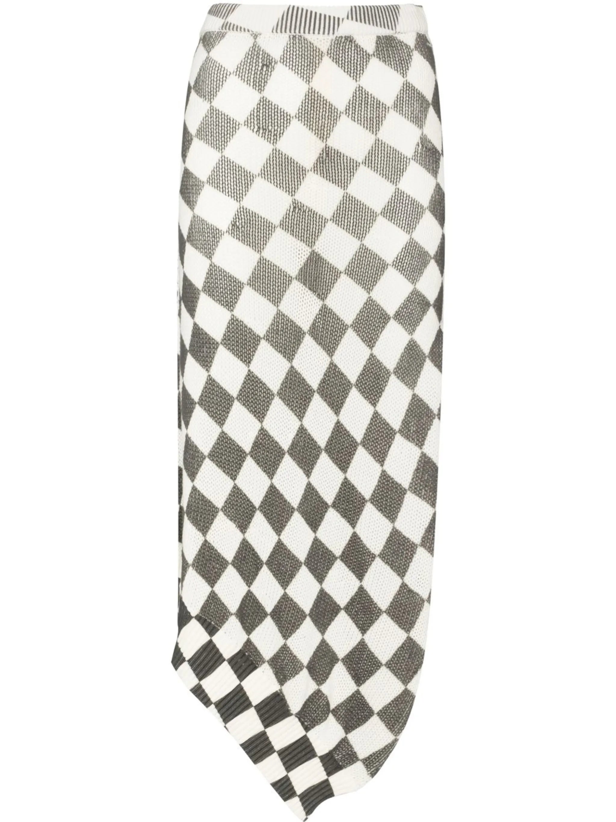 checkerboard-pattern asymmetric skirt