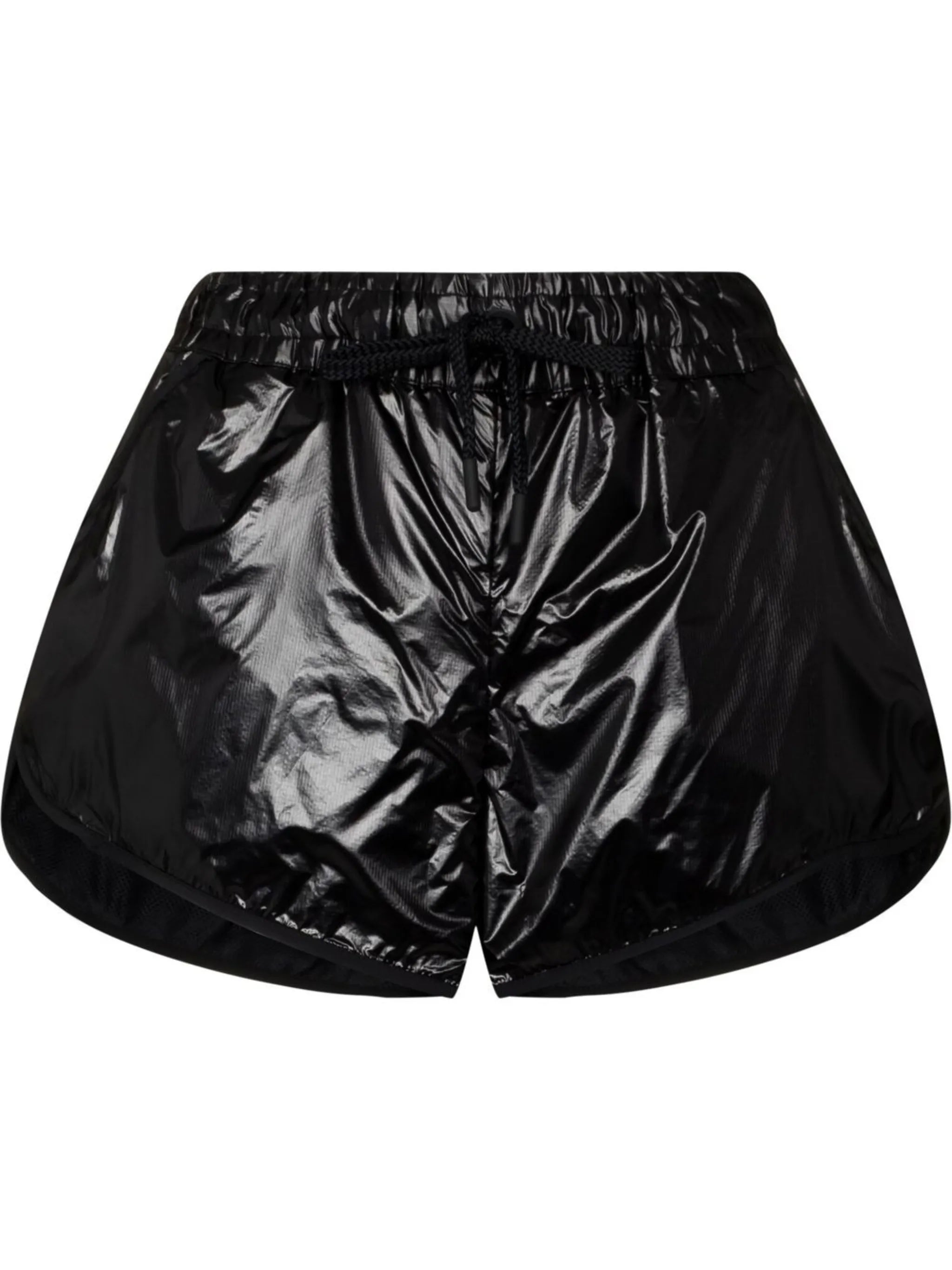 glossy-finish drawstring shorts