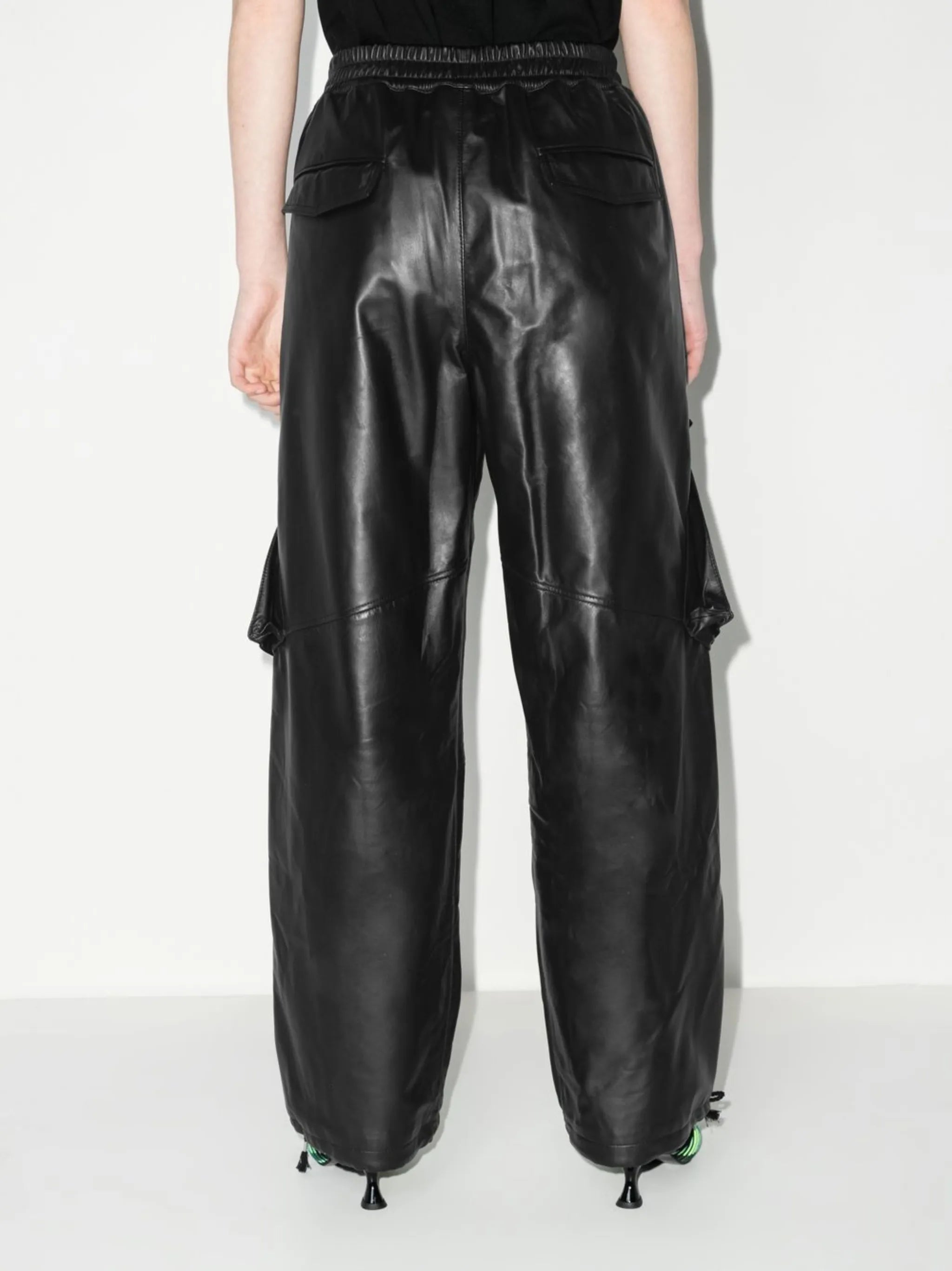 wide leg leather trousers