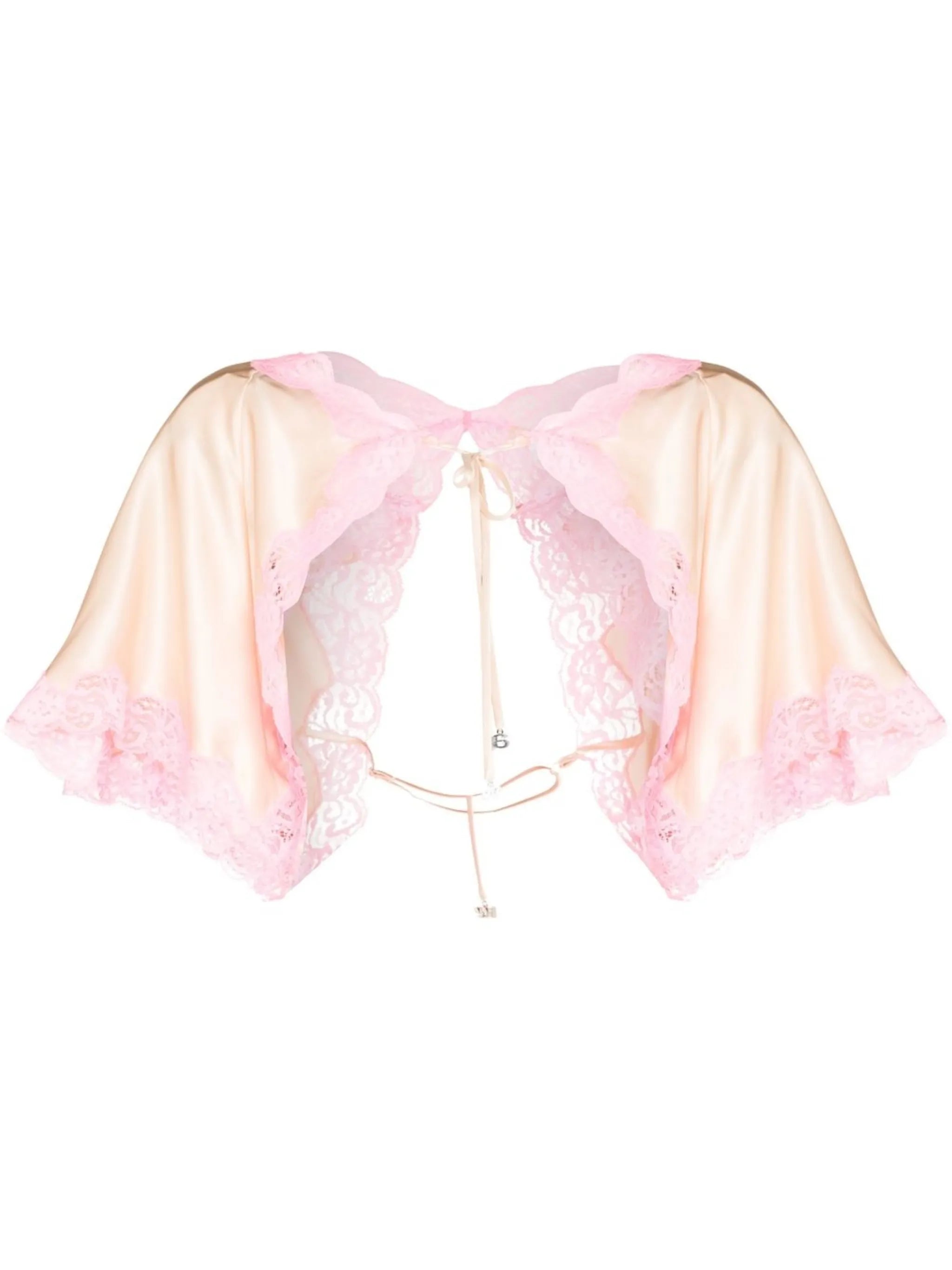 lace-trim silk cape