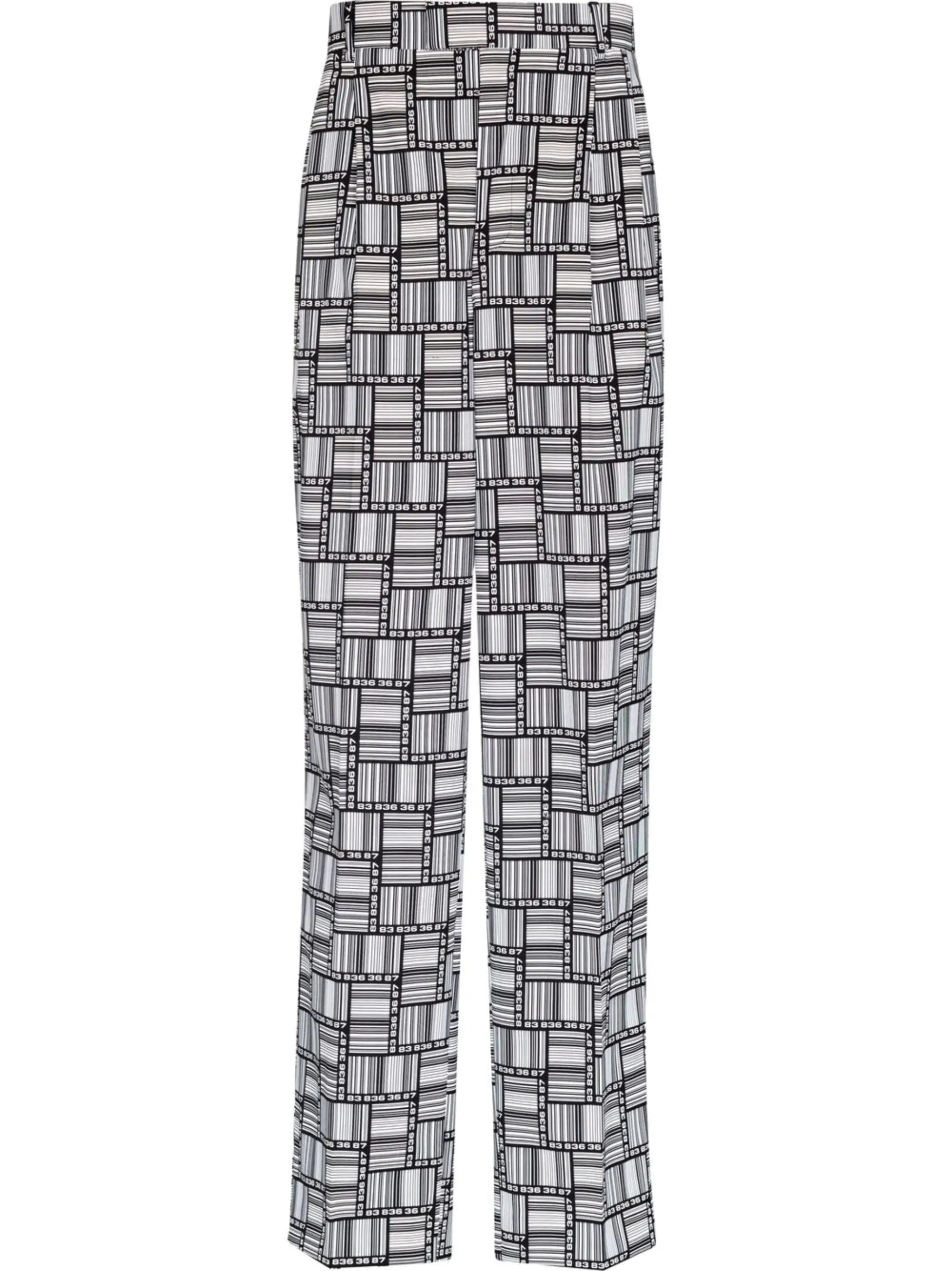 Barcode-print straight-leg trousers