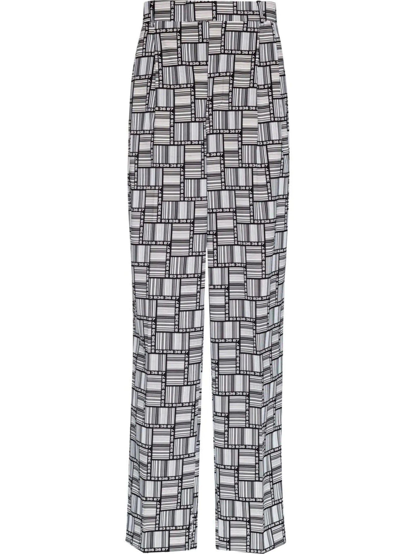 Barcode-print straight-leg trousers