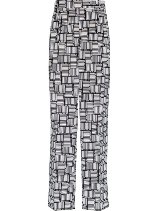Barcode-print straight-leg trousers