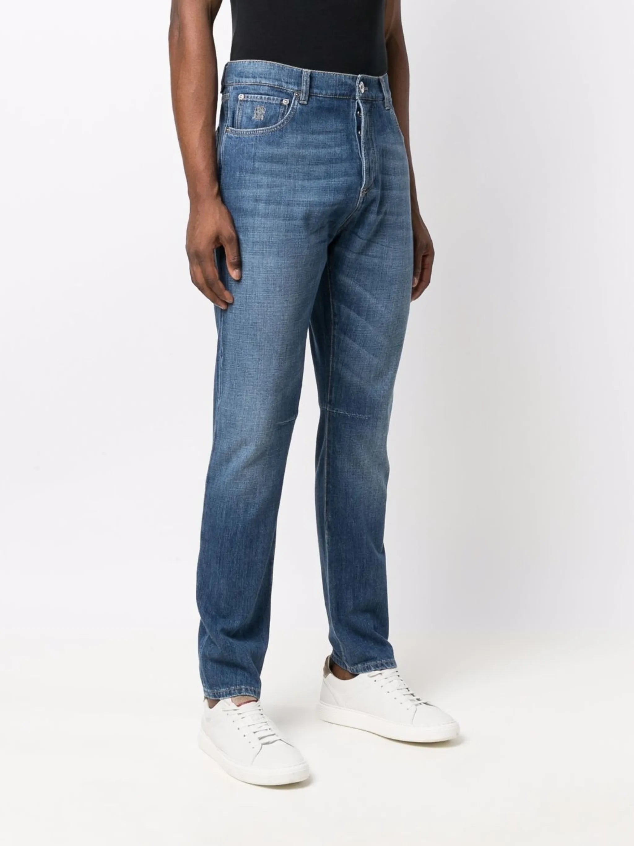 light-wash straight-leg jeans