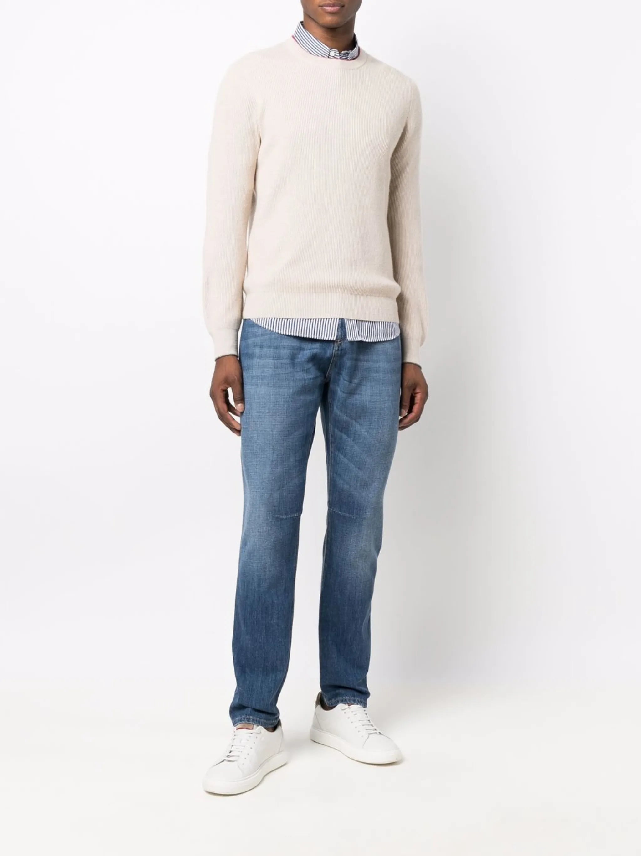 light-wash straight-leg jeans