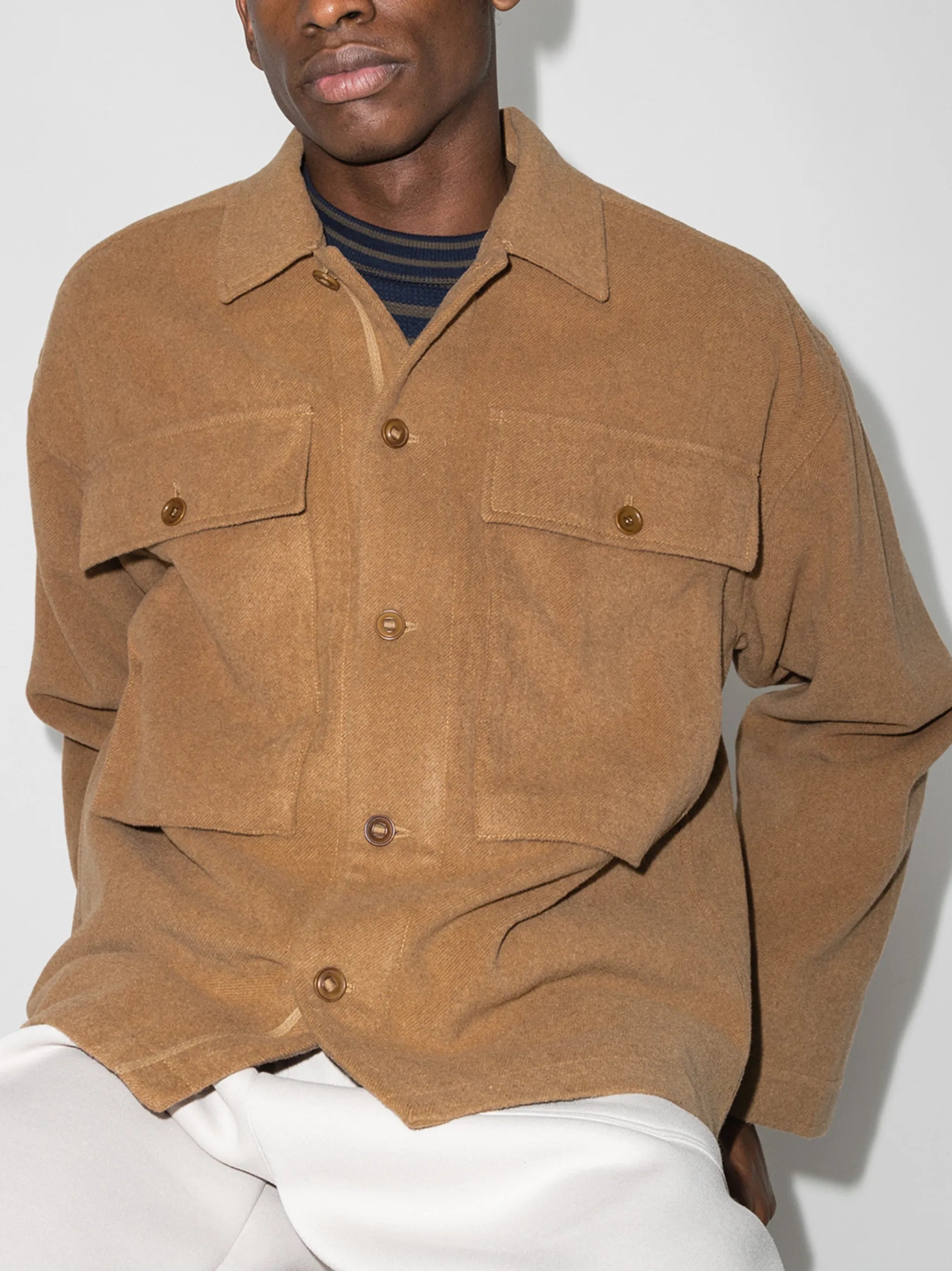 Military buttoned shirt jacket