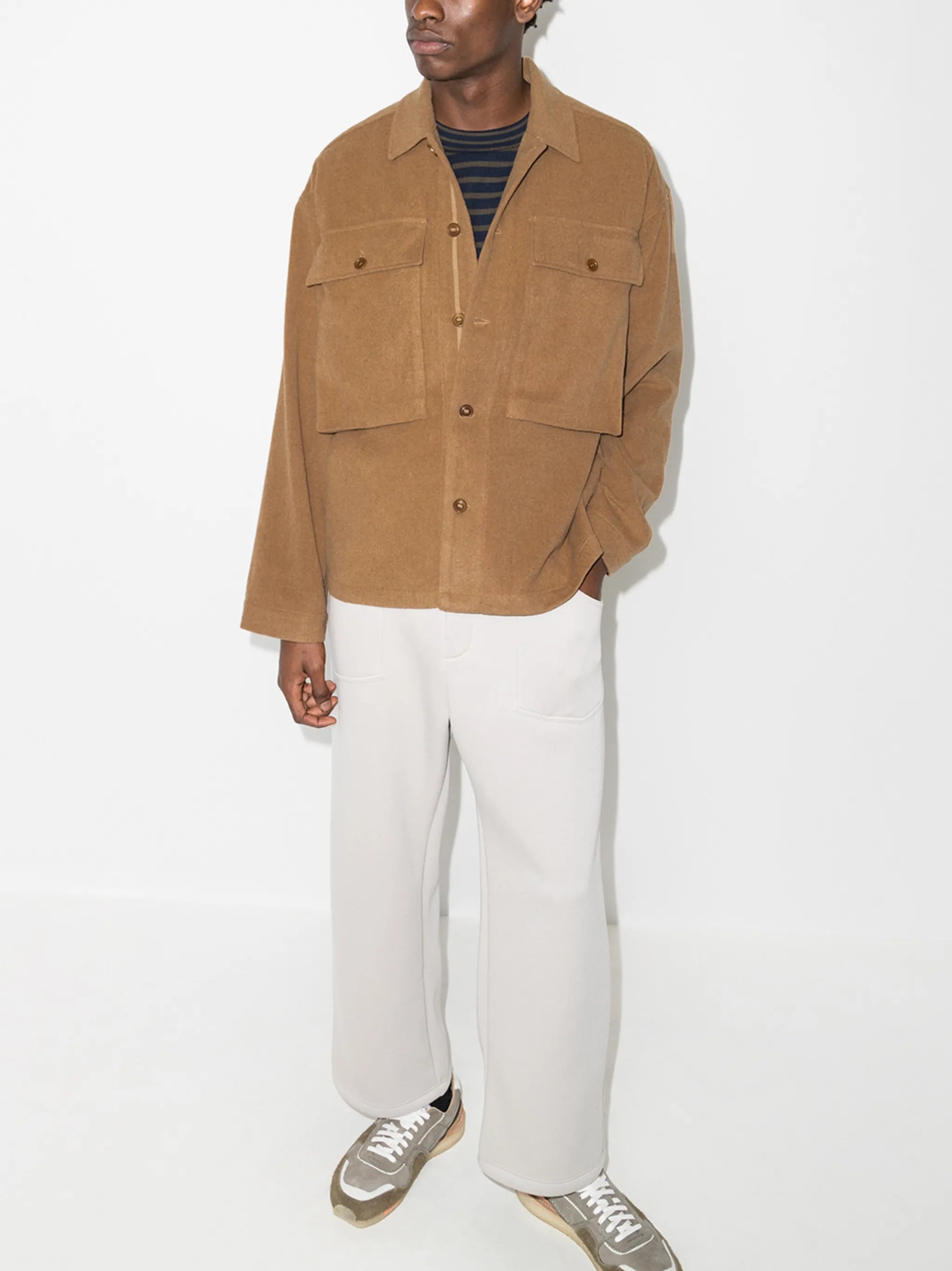 Military buttoned shirt jacket