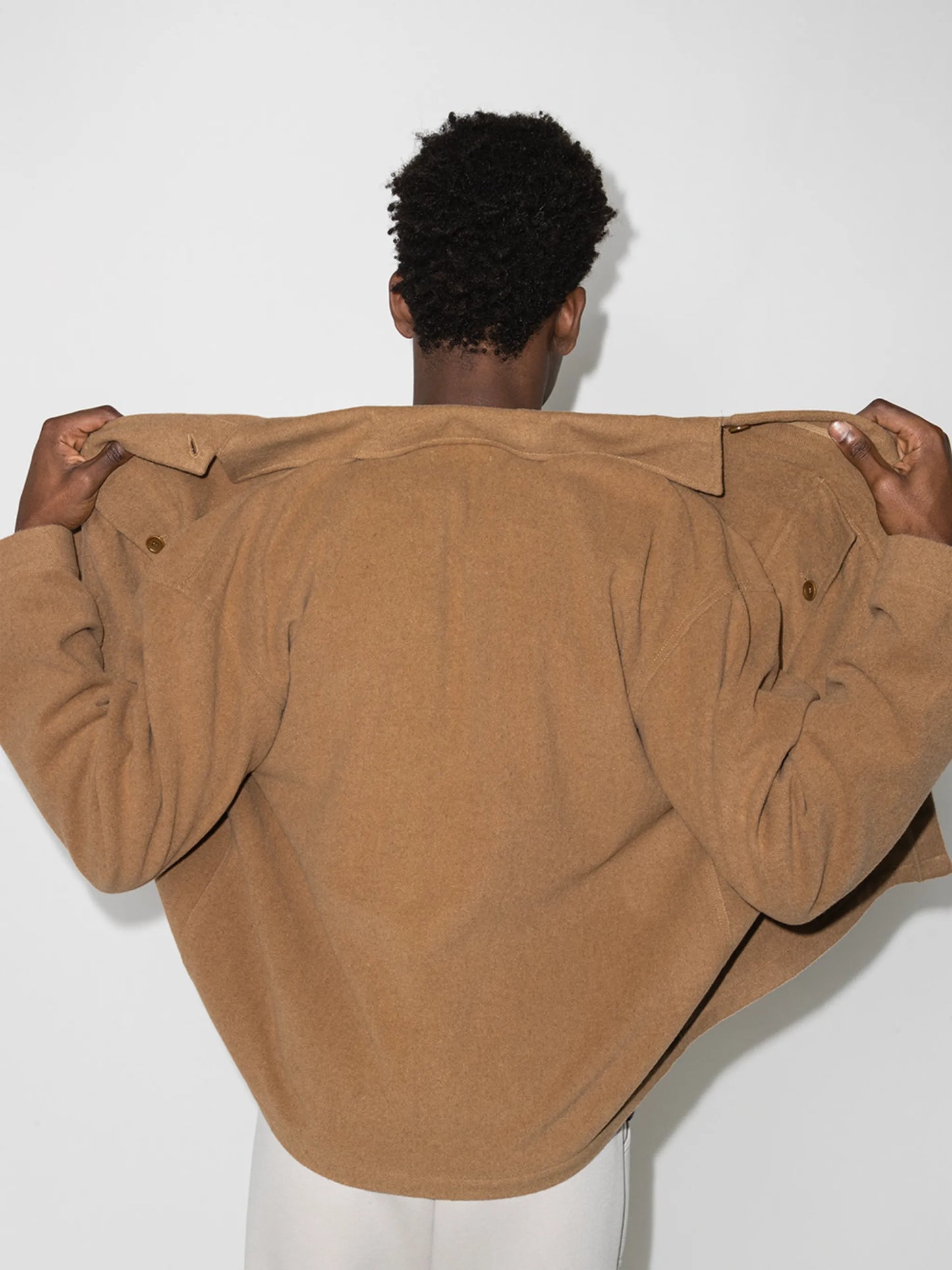 Military buttoned shirt jacket
