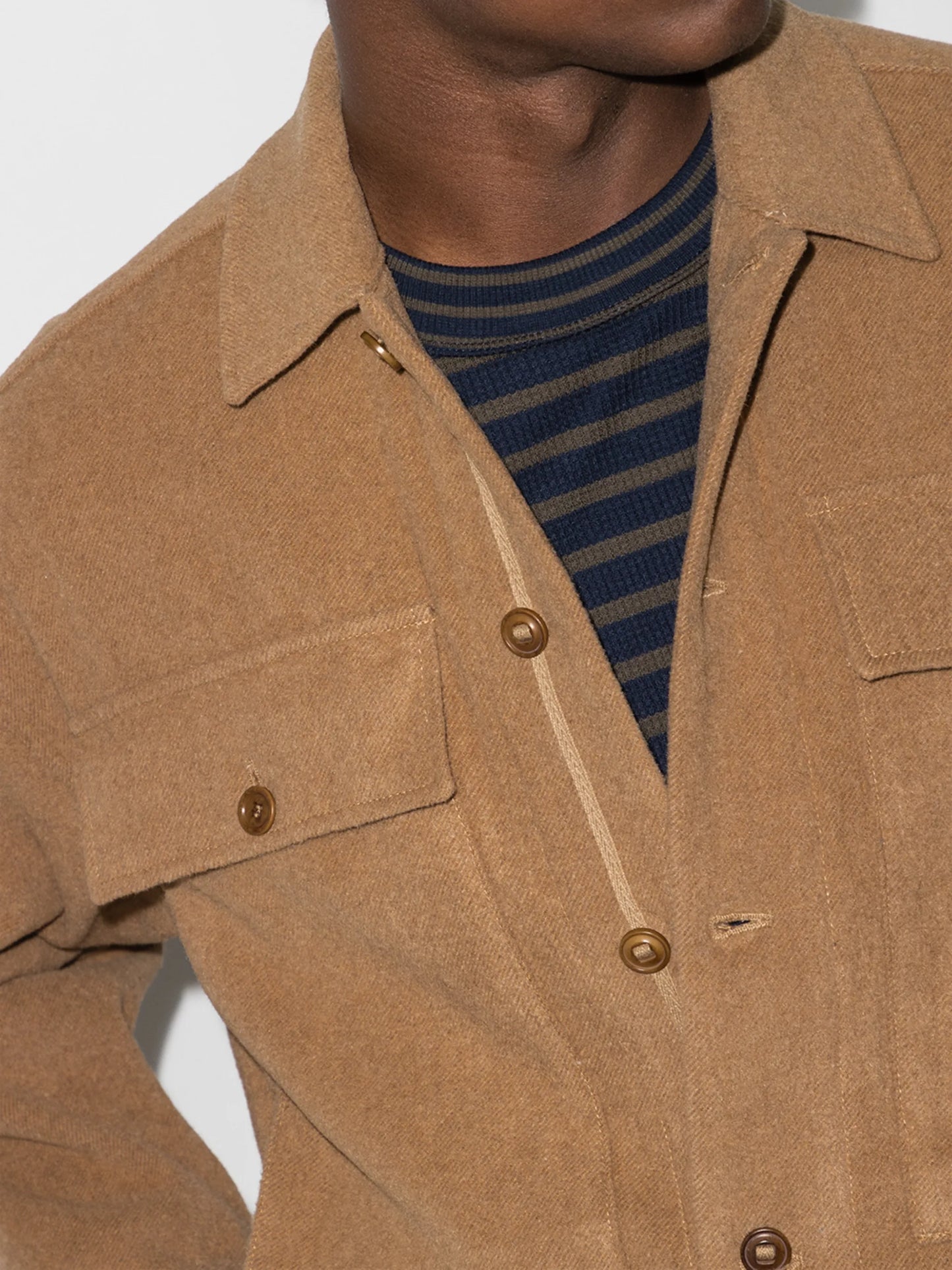 Military buttoned shirt jacket
