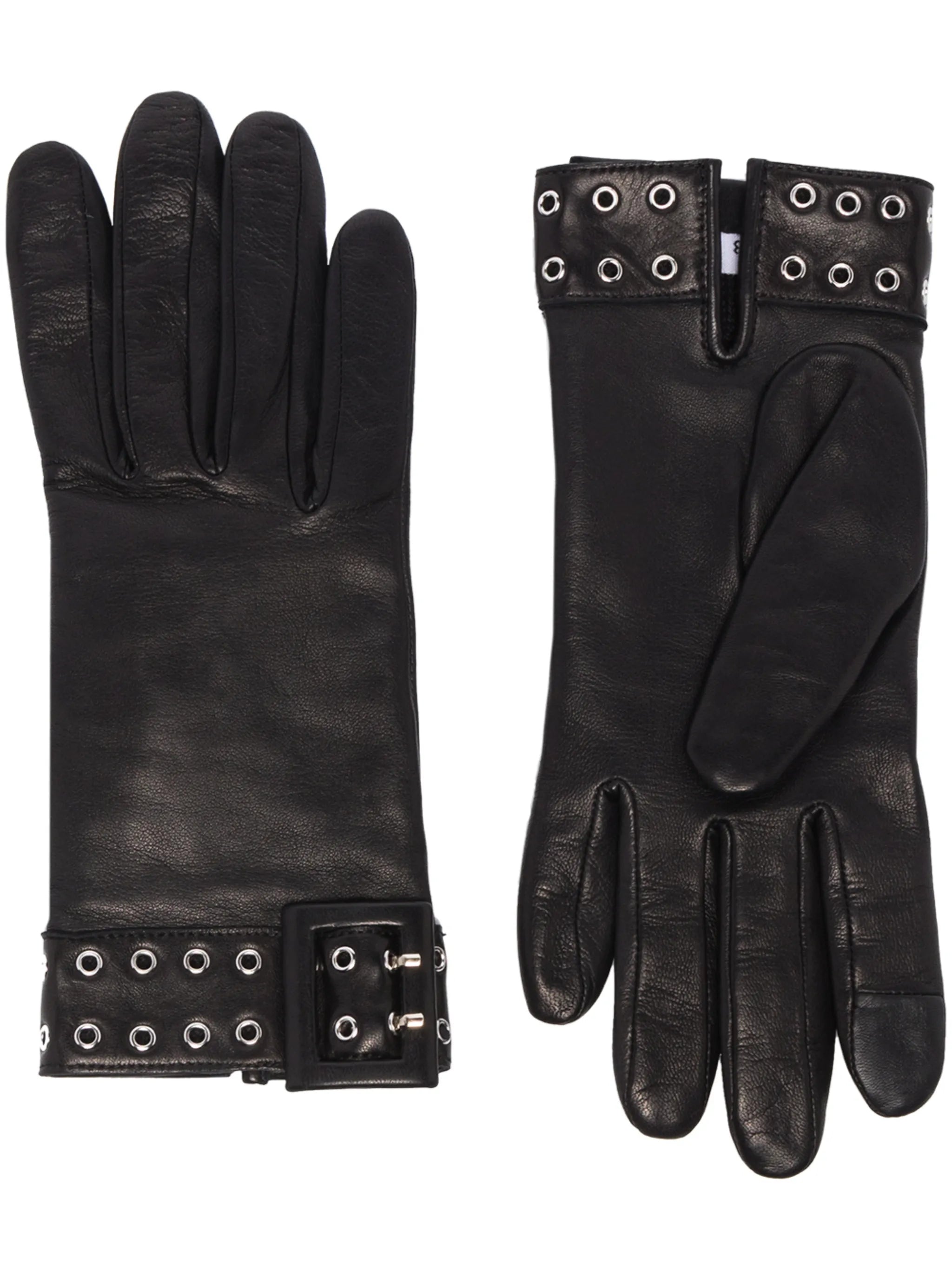 eyelet-detail leather gloves