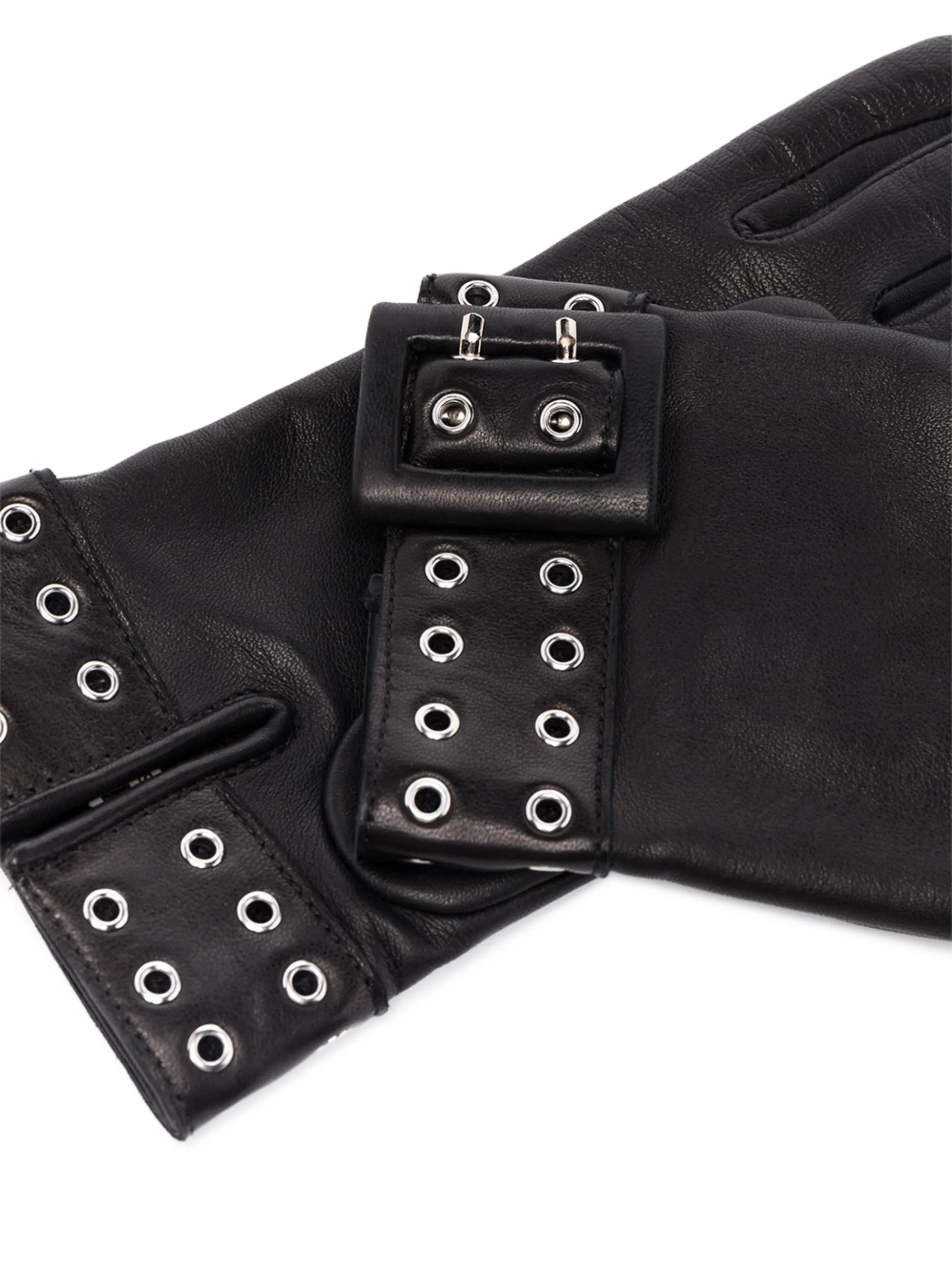 eyelet-detail leather gloves