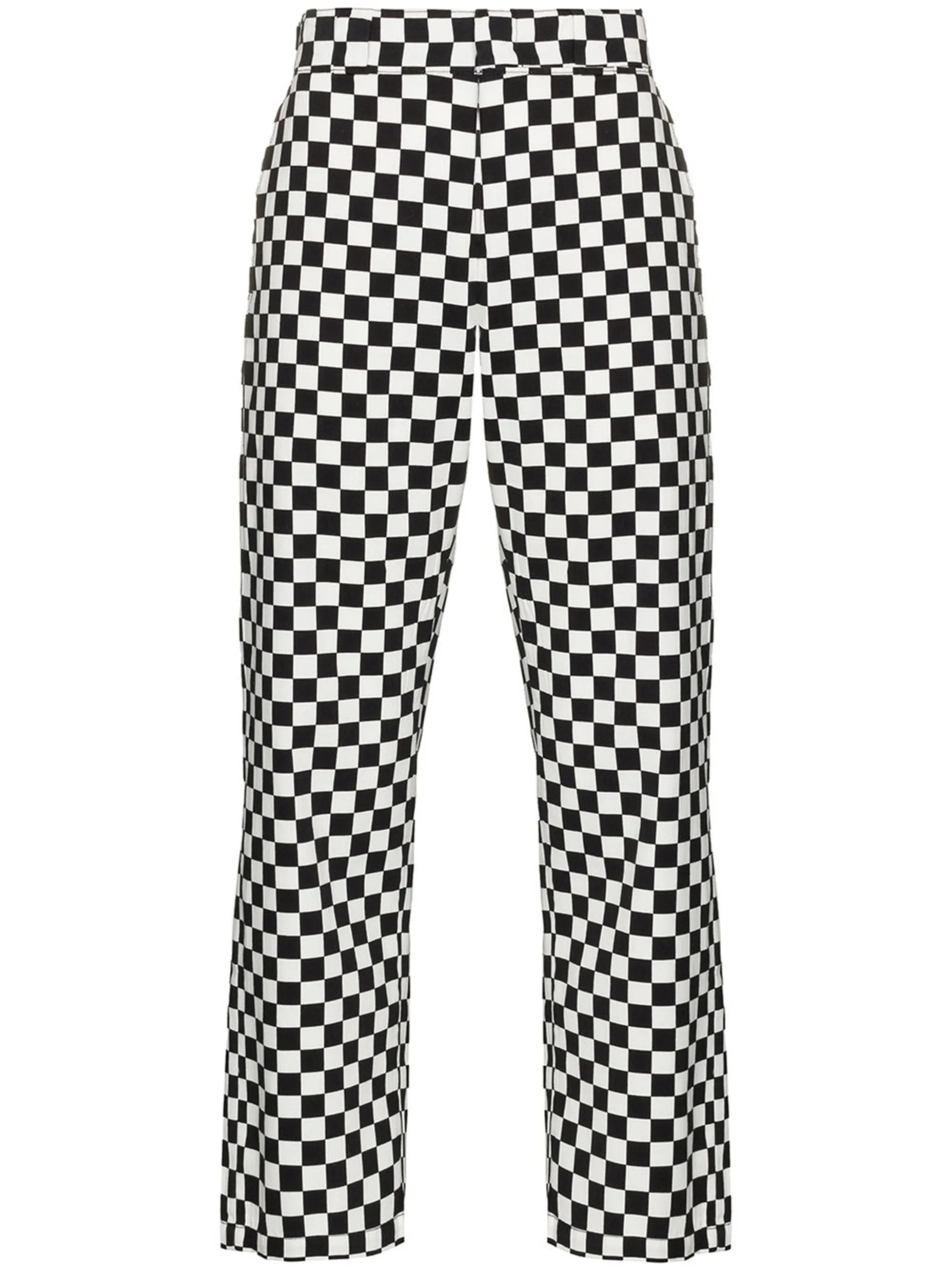 straight-leg checkerboard trousers