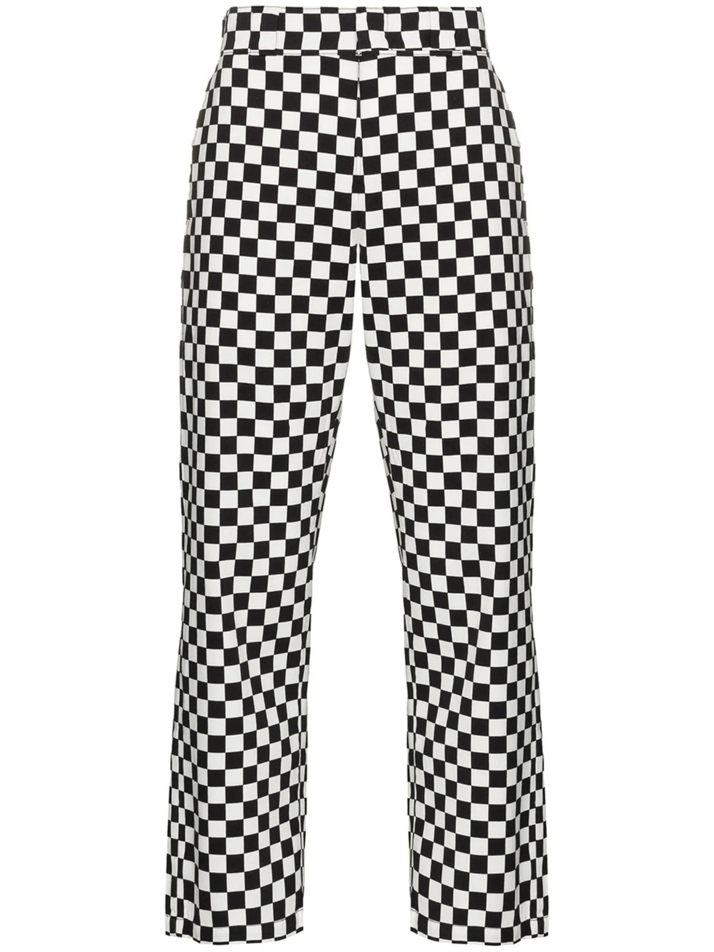 straight-leg checkerboard trousers