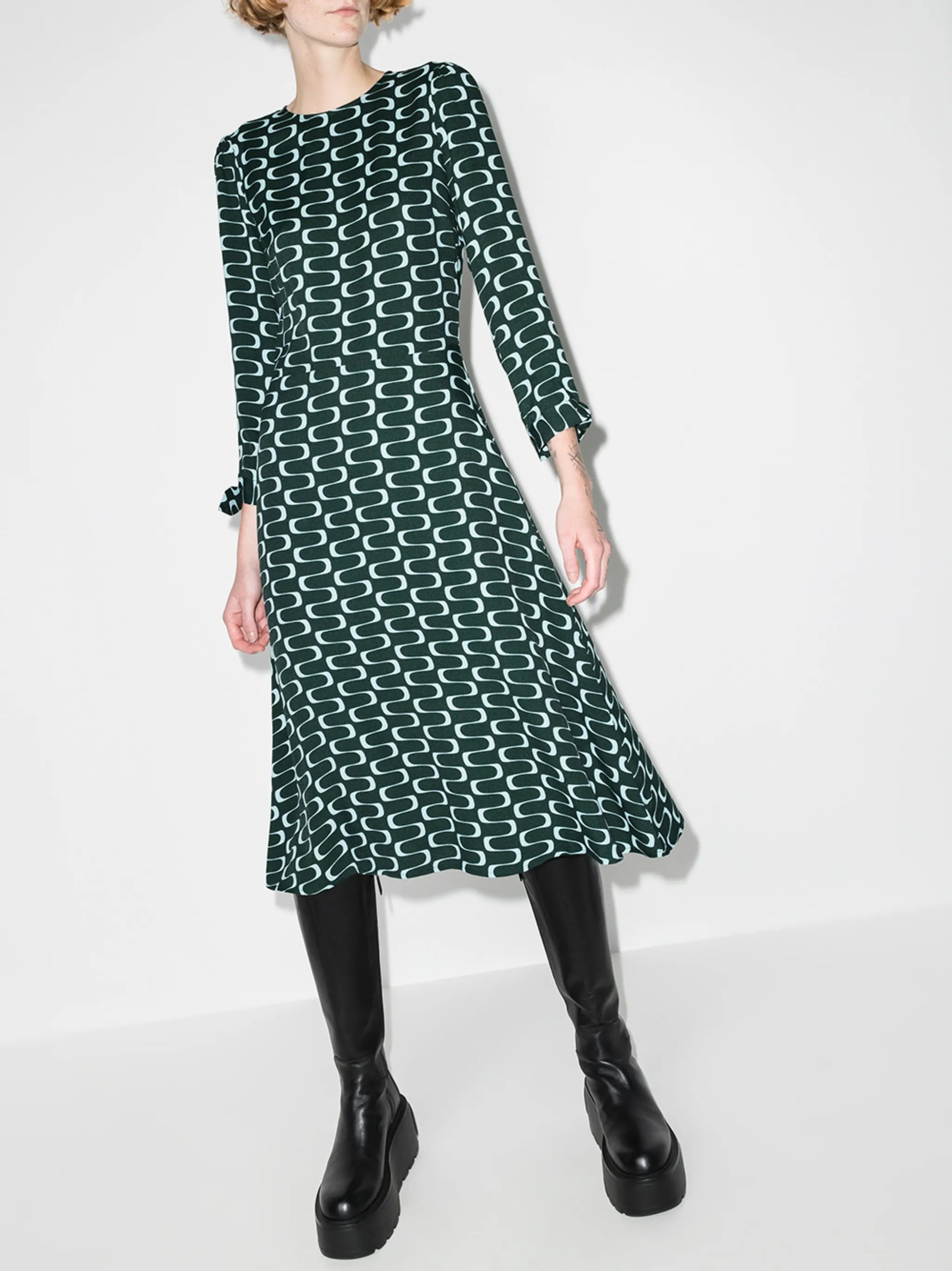 Port long-sleeve midi dress