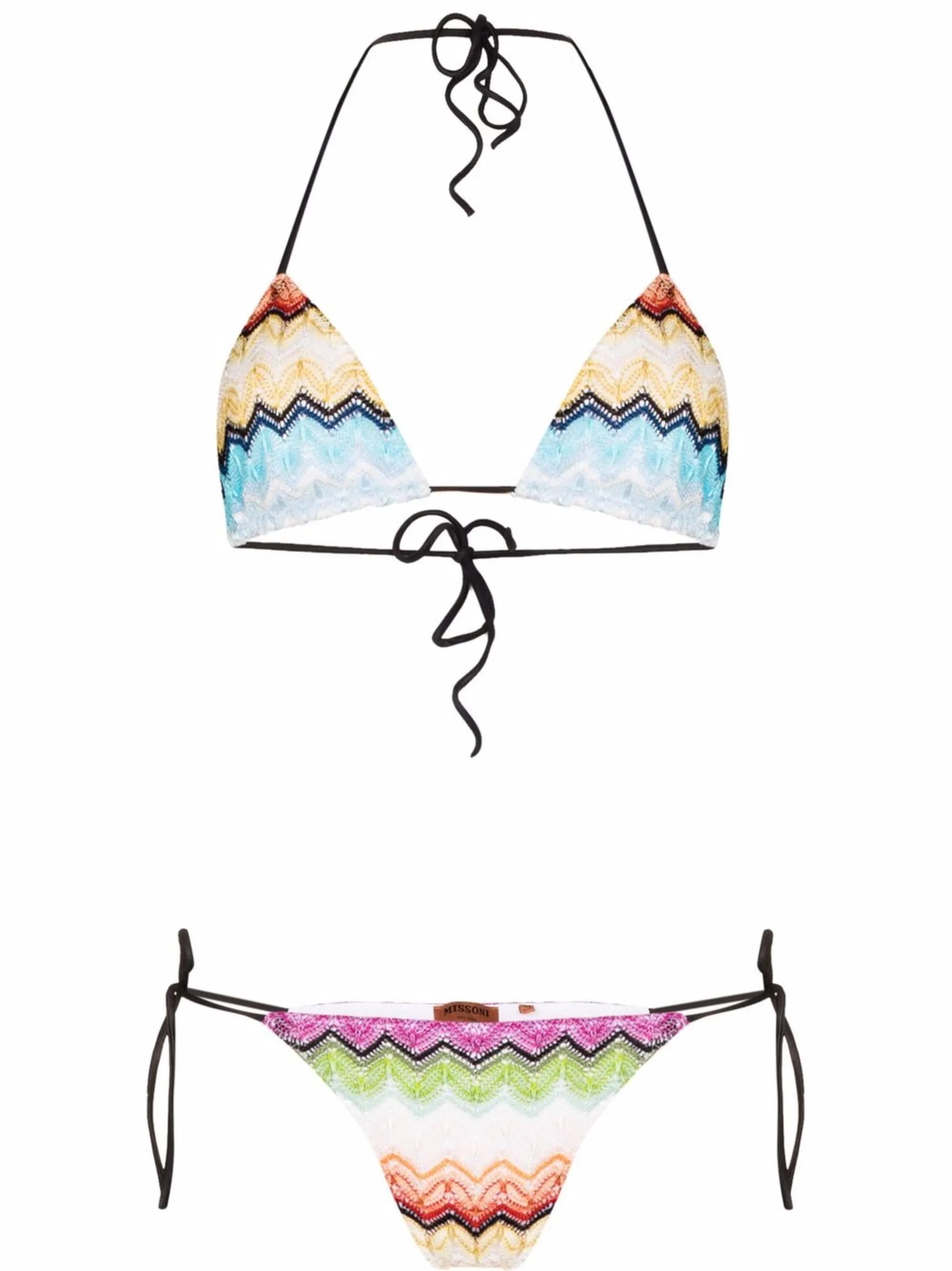 zigzag-print triangle-cup bikini set