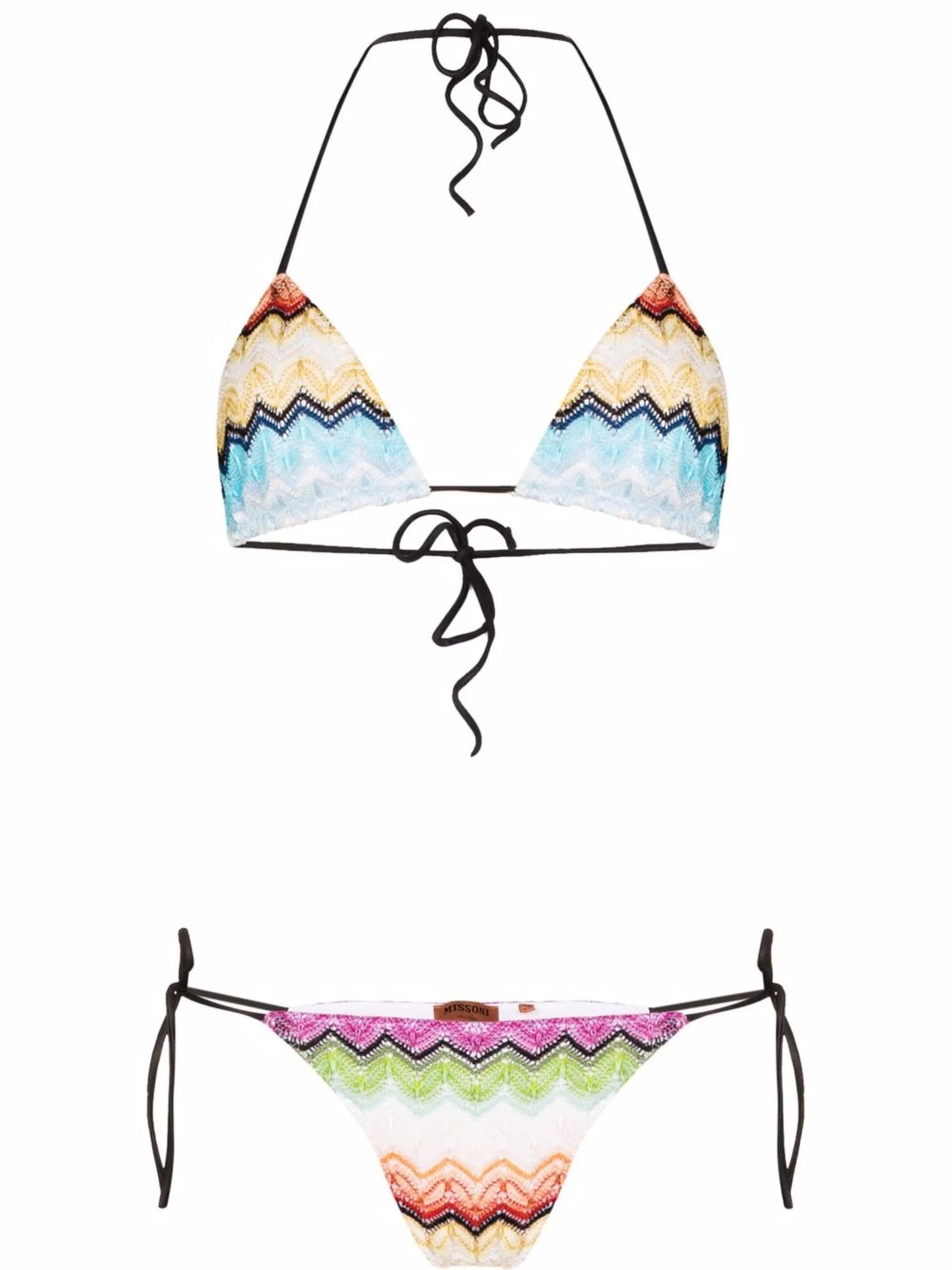 zigzag-print triangle-cup bikini set