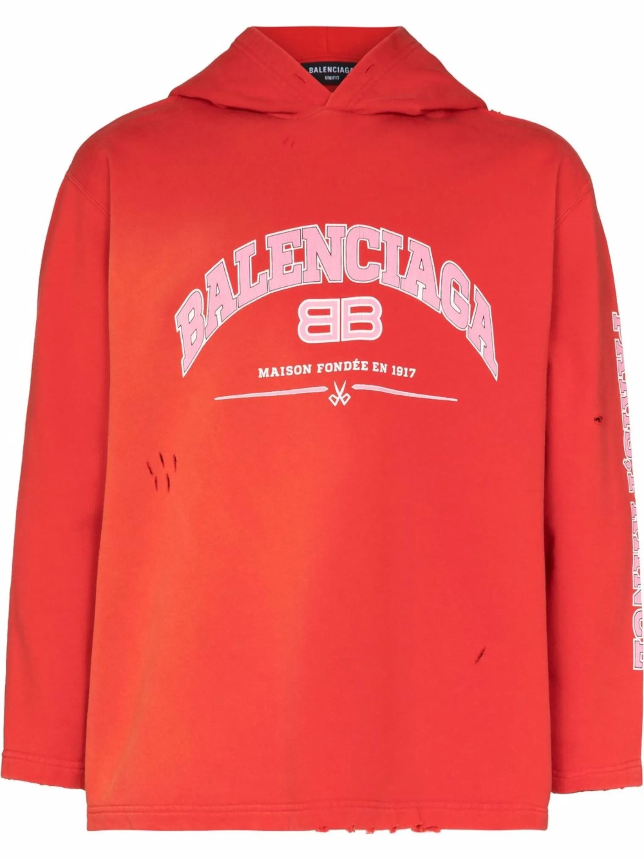 logo-print distressed cropped hoodie