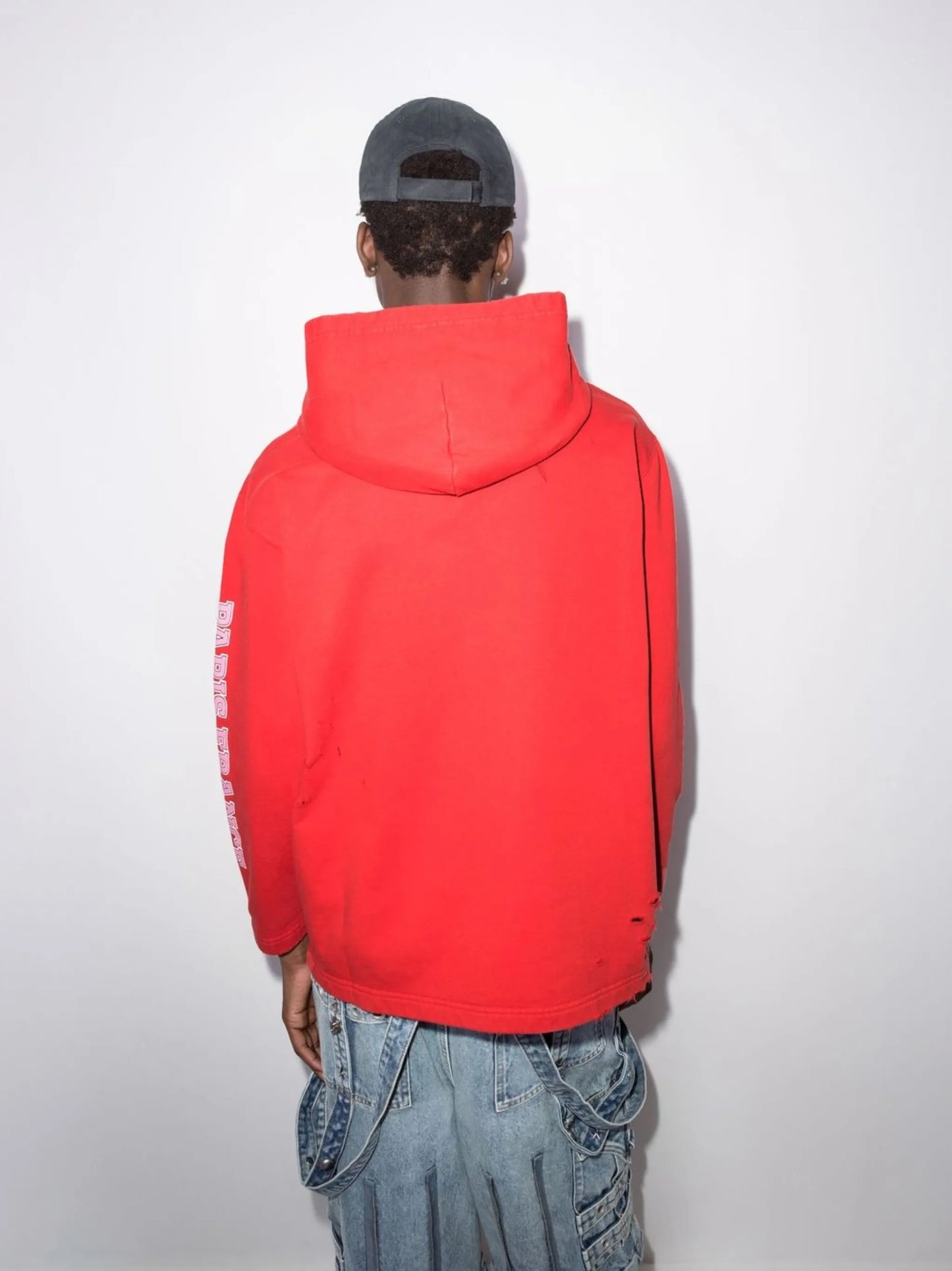 logo-print distressed cropped hoodie
