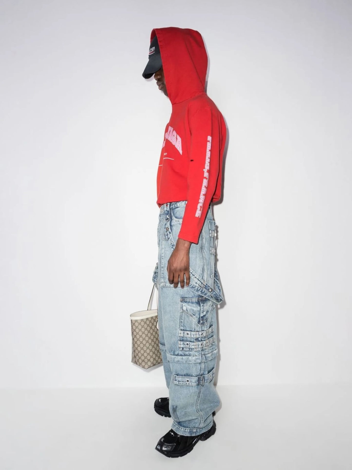 logo-print distressed cropped hoodie