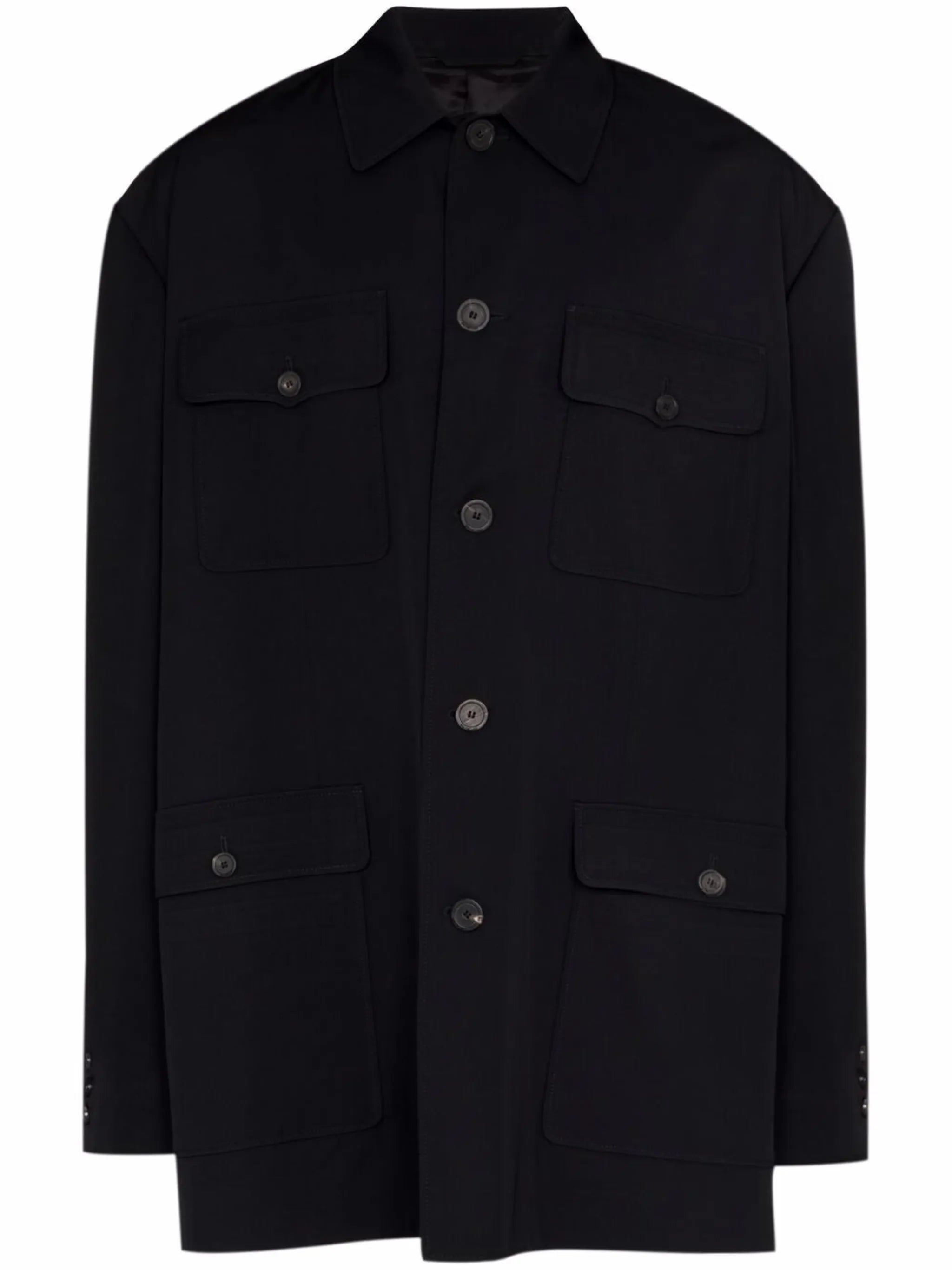 flap-pocket long-sleeve shirt jacket